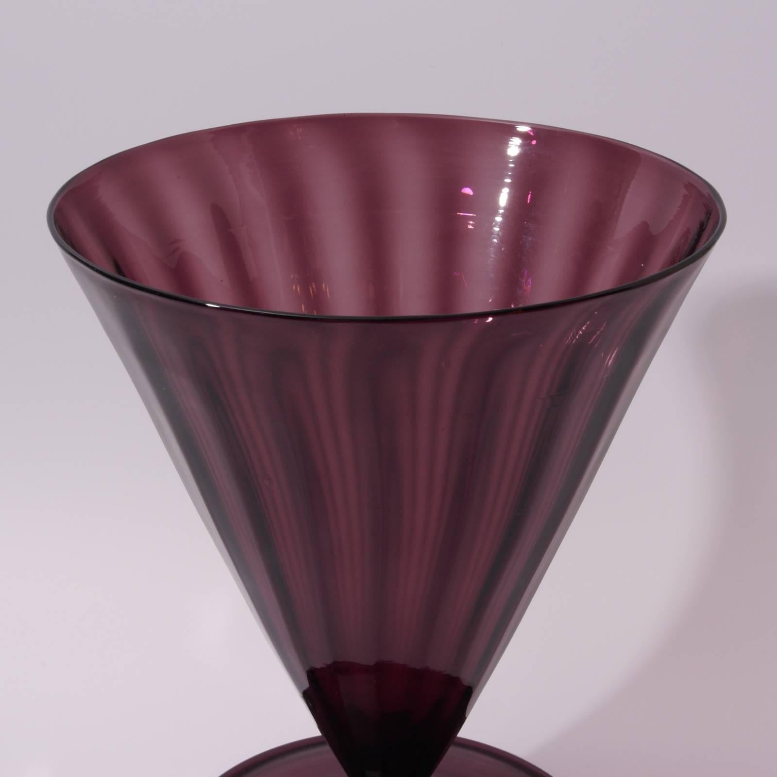 Italian Large Art Deco Soffiati Venini Murano Glass Vase Design by Martinuzzi For Sale