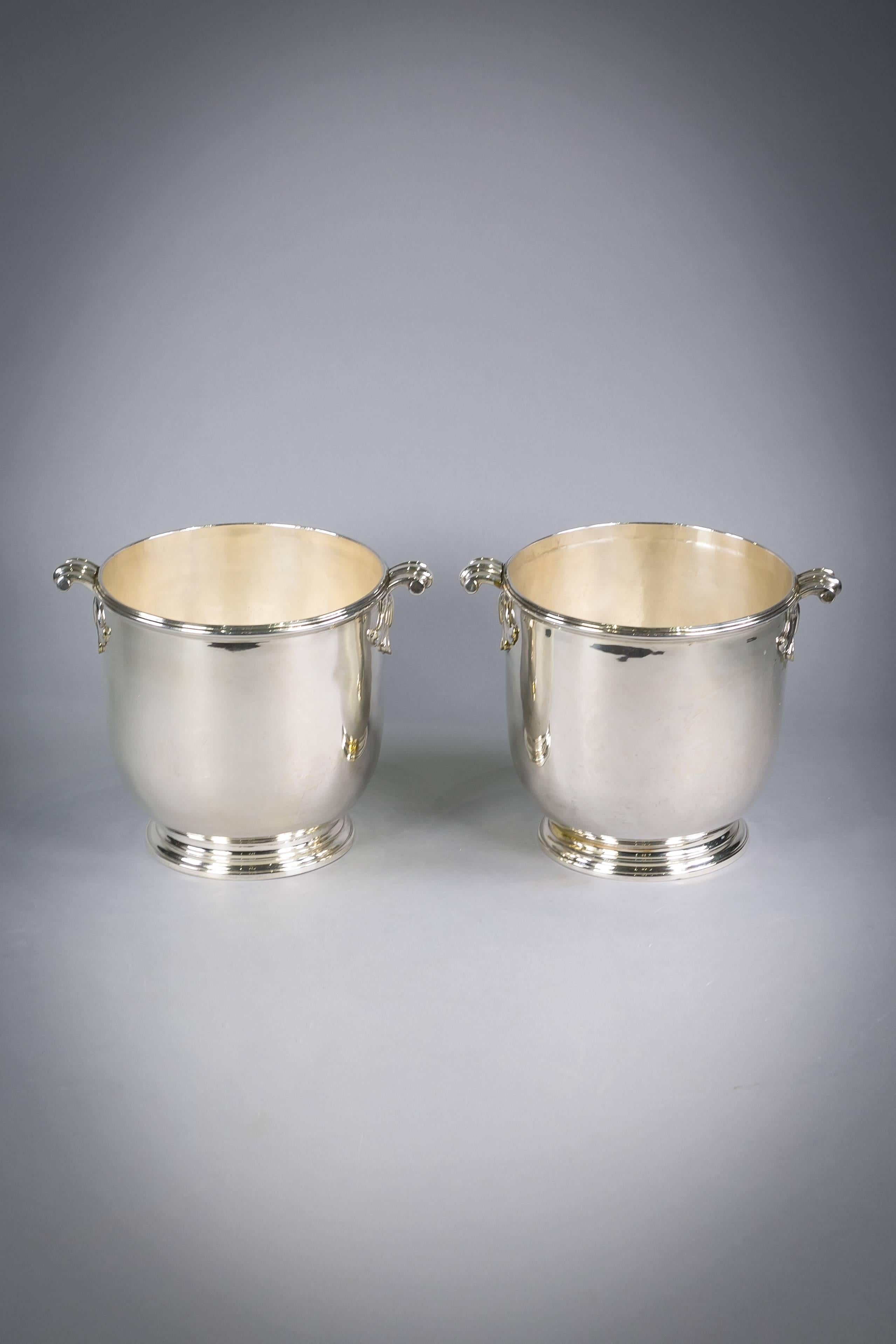Pair of French silver plated wine coolers, circa 1880.