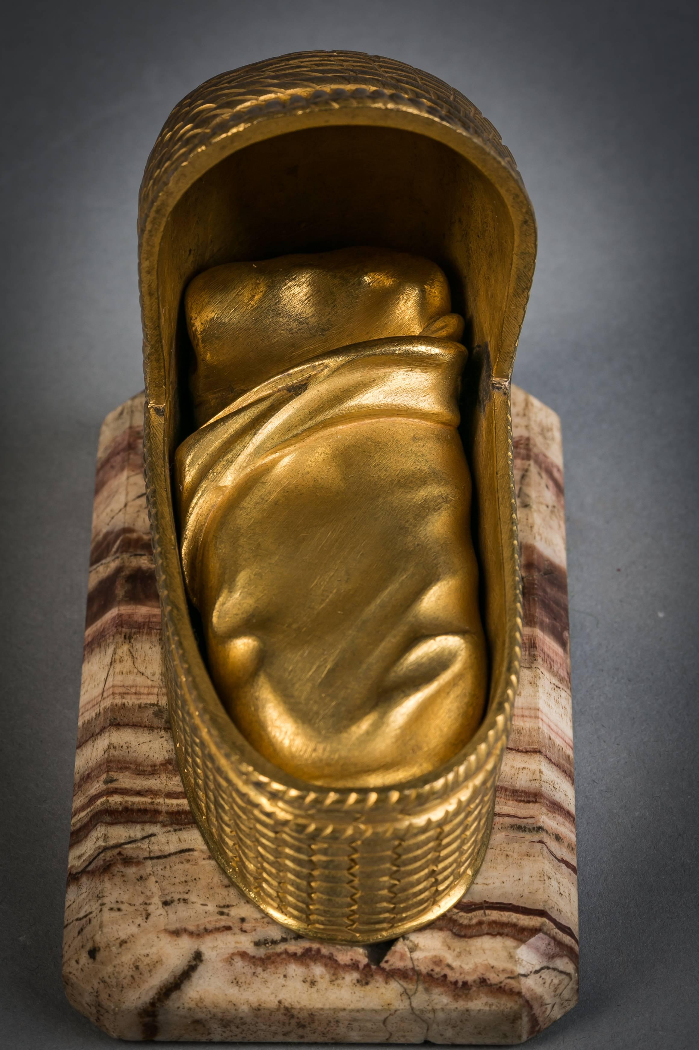 Francese Culla francese in bronzo dorato, 1875 circa in vendita