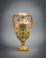 English Porcelain Yellow-Ground Urn, Coalport, circa 1820