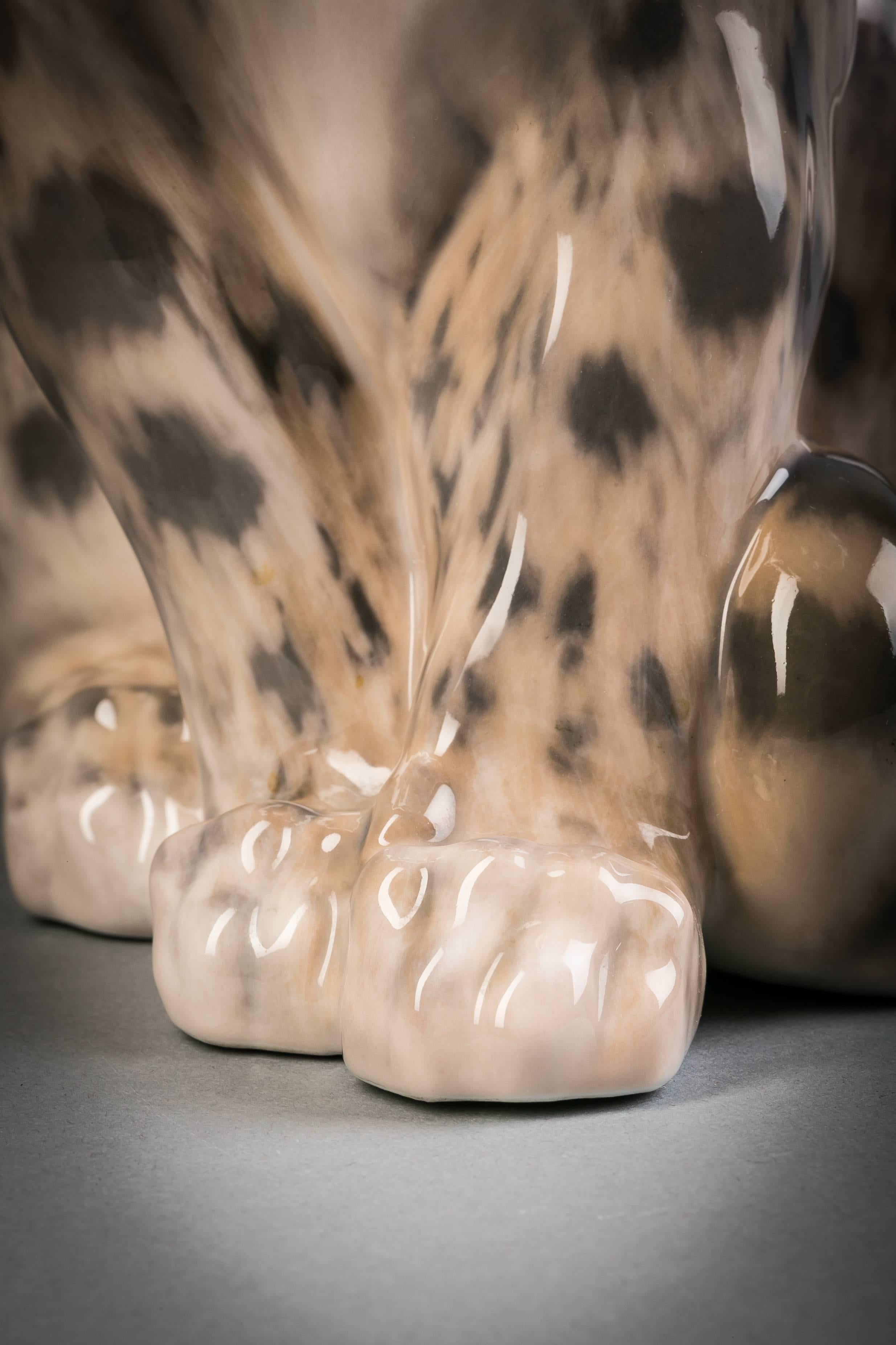 Danish Porcelain Snow Leopard, Royal Copenhagen, 20th Century