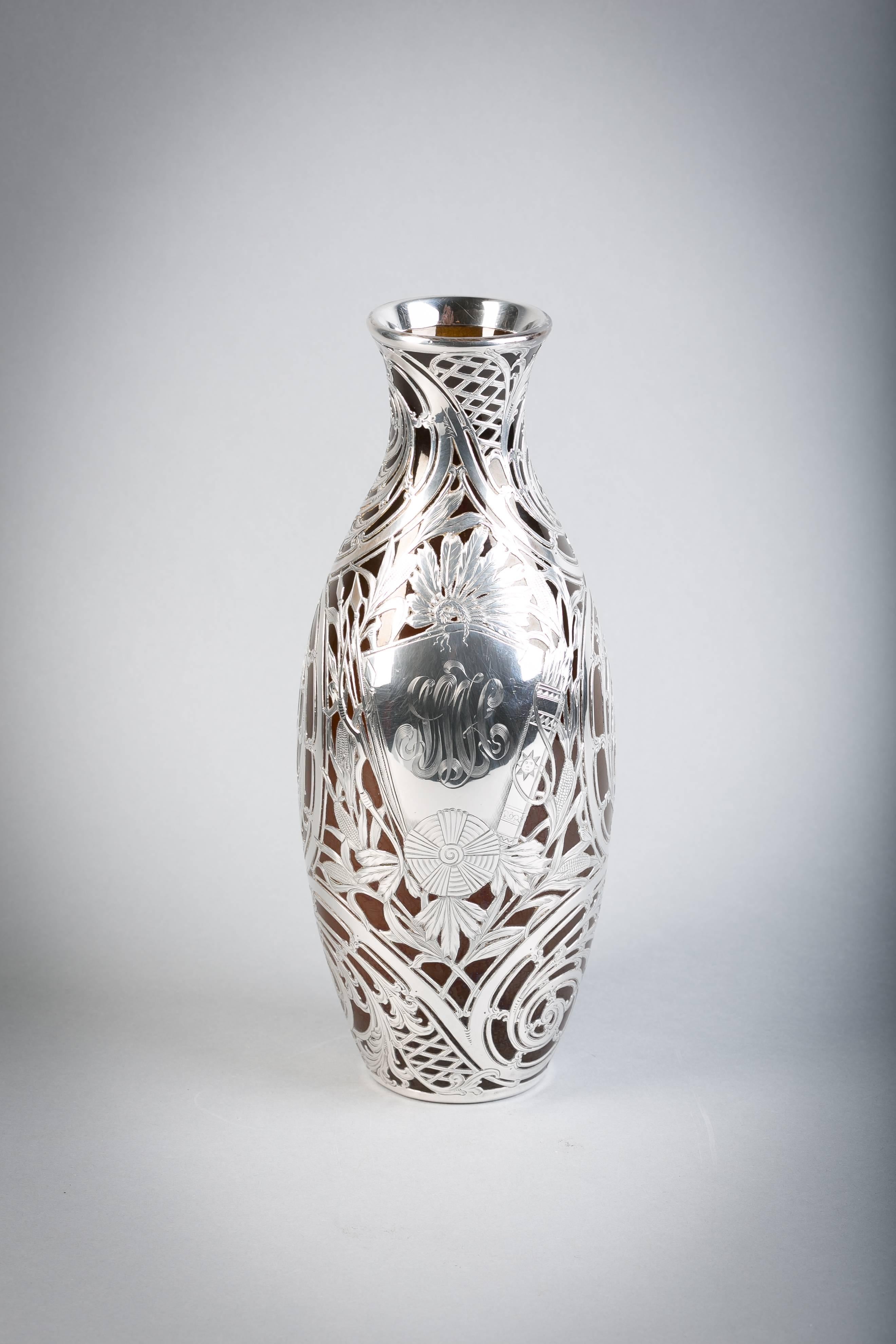 Rookwood Pottery Silver Overlay Vase, Dated 1899 1