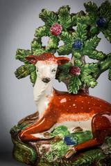 Pair of English Pearlware Deer, Staffordshire, circa 1820