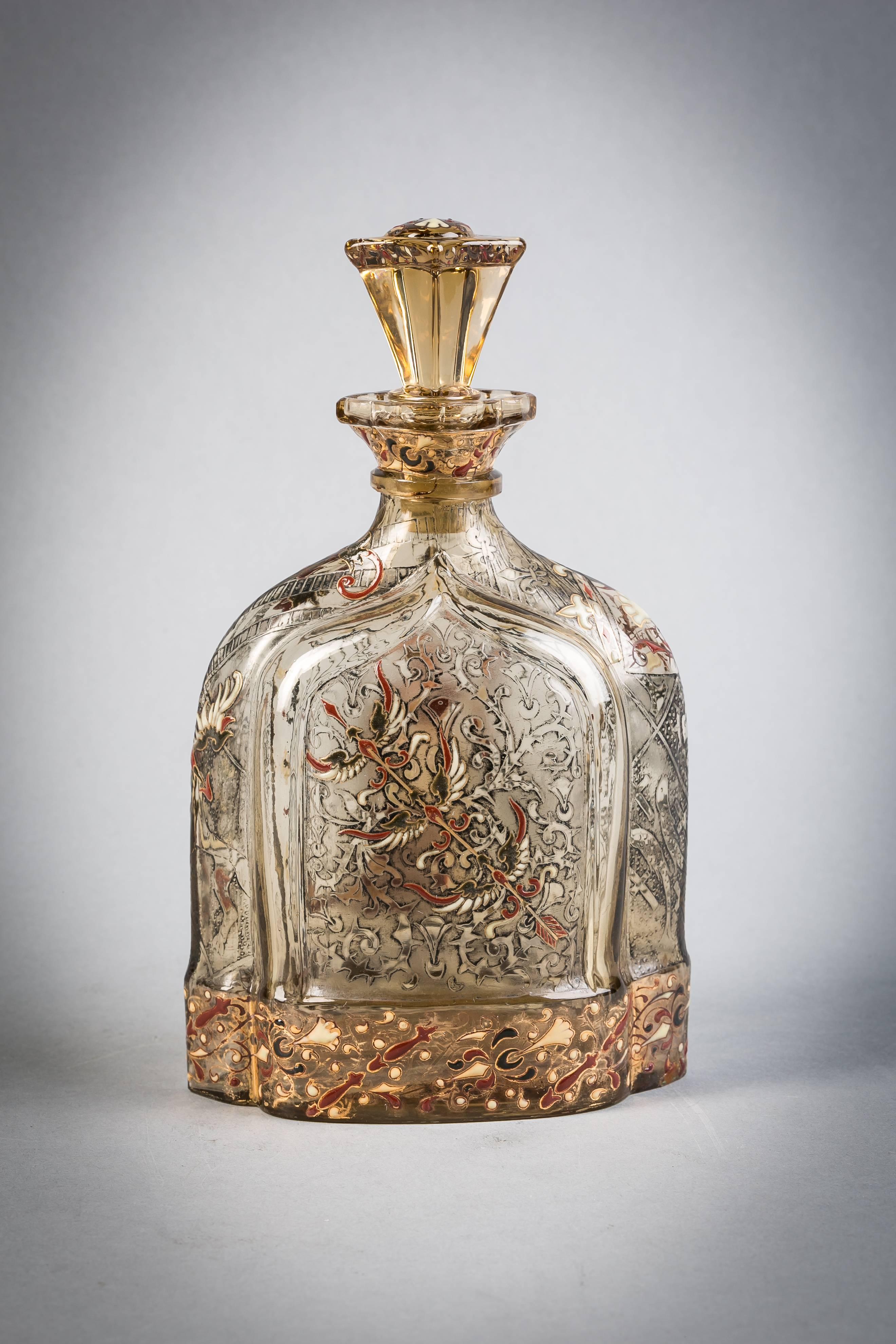 Glass decanter, Galle, circa 1900.