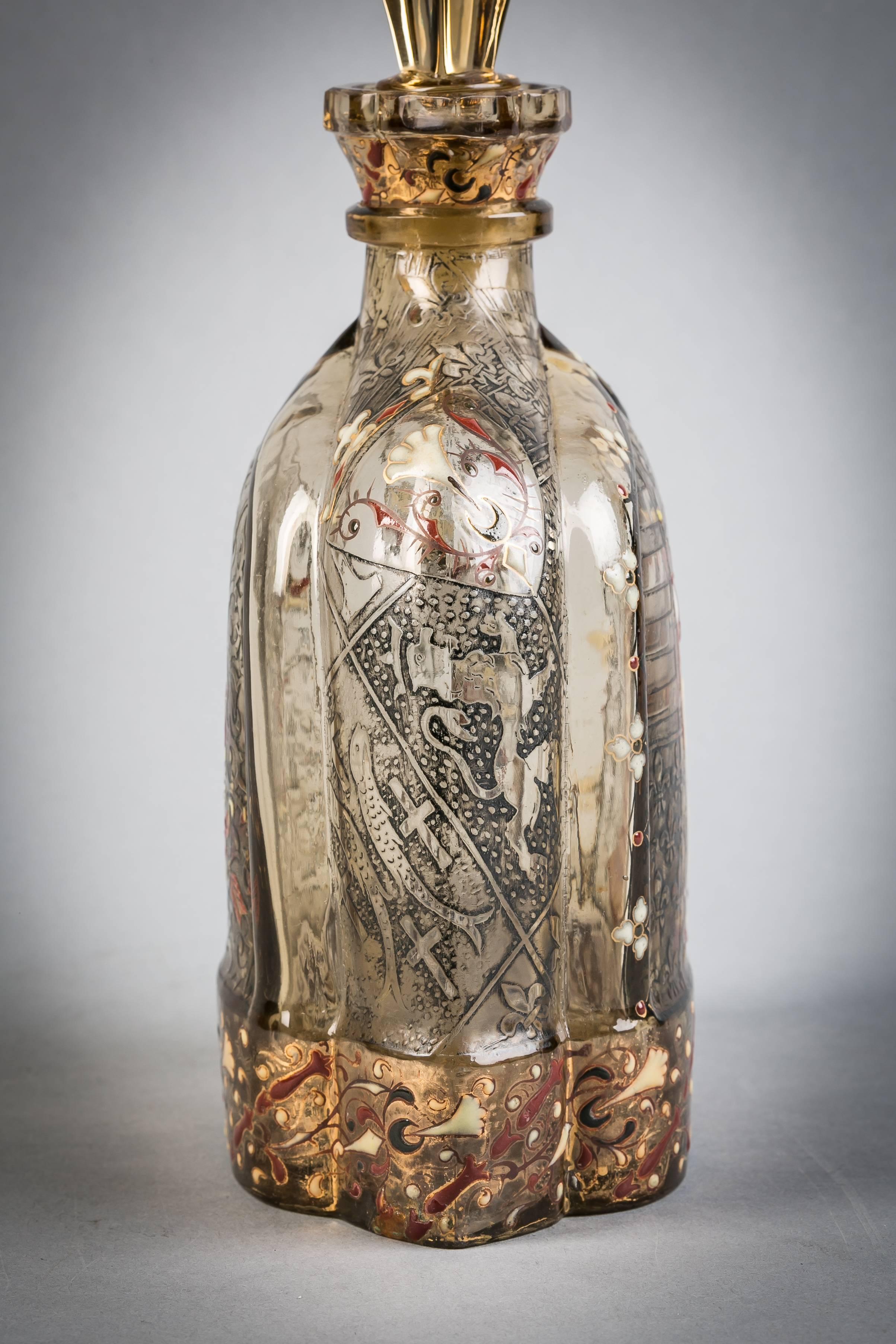 French Glass Decanter, Galle, circa 1900 For Sale