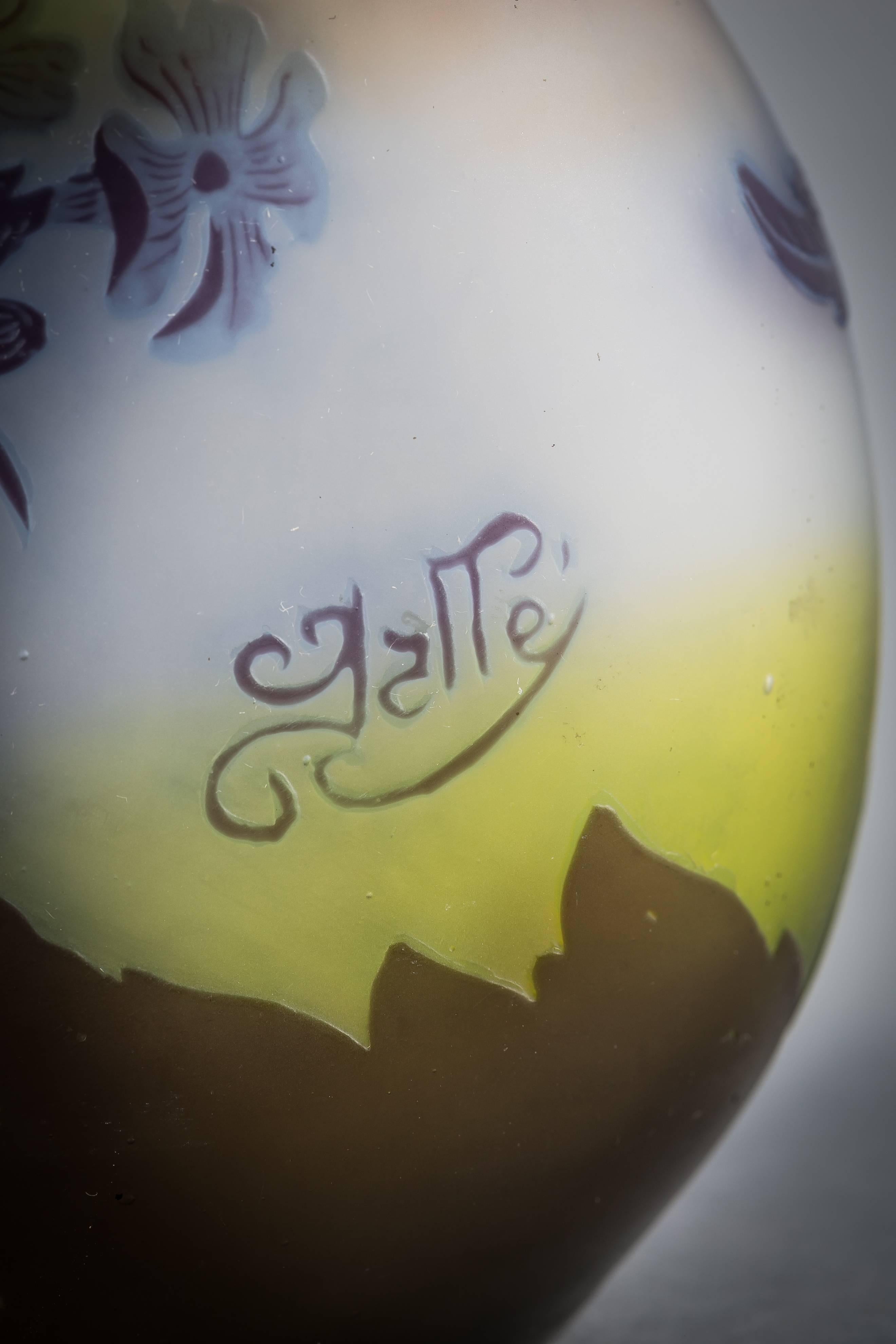 Francese Vaso in vetro Galle Cameo, 1900 circa in vendita