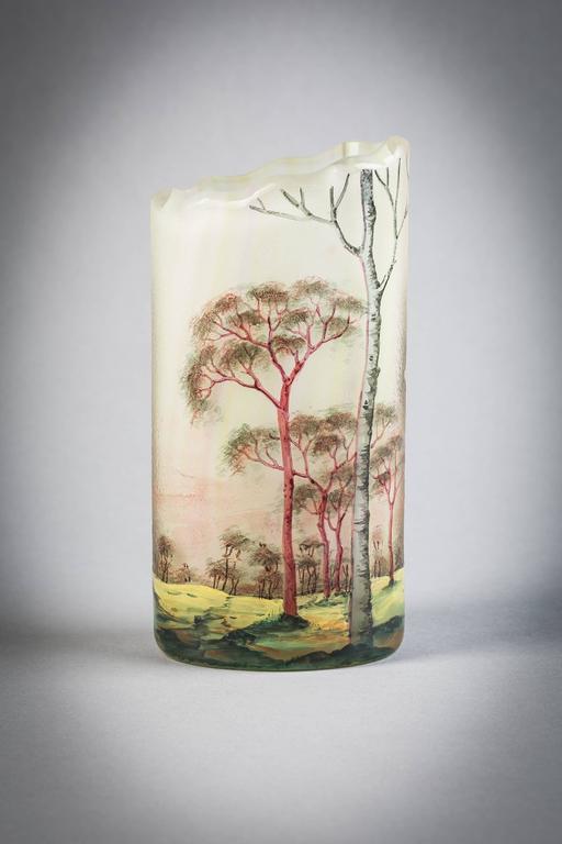 Lamartine Cameo and Enameled Glass Vase, circa 1920 For Sale at 1stDibs