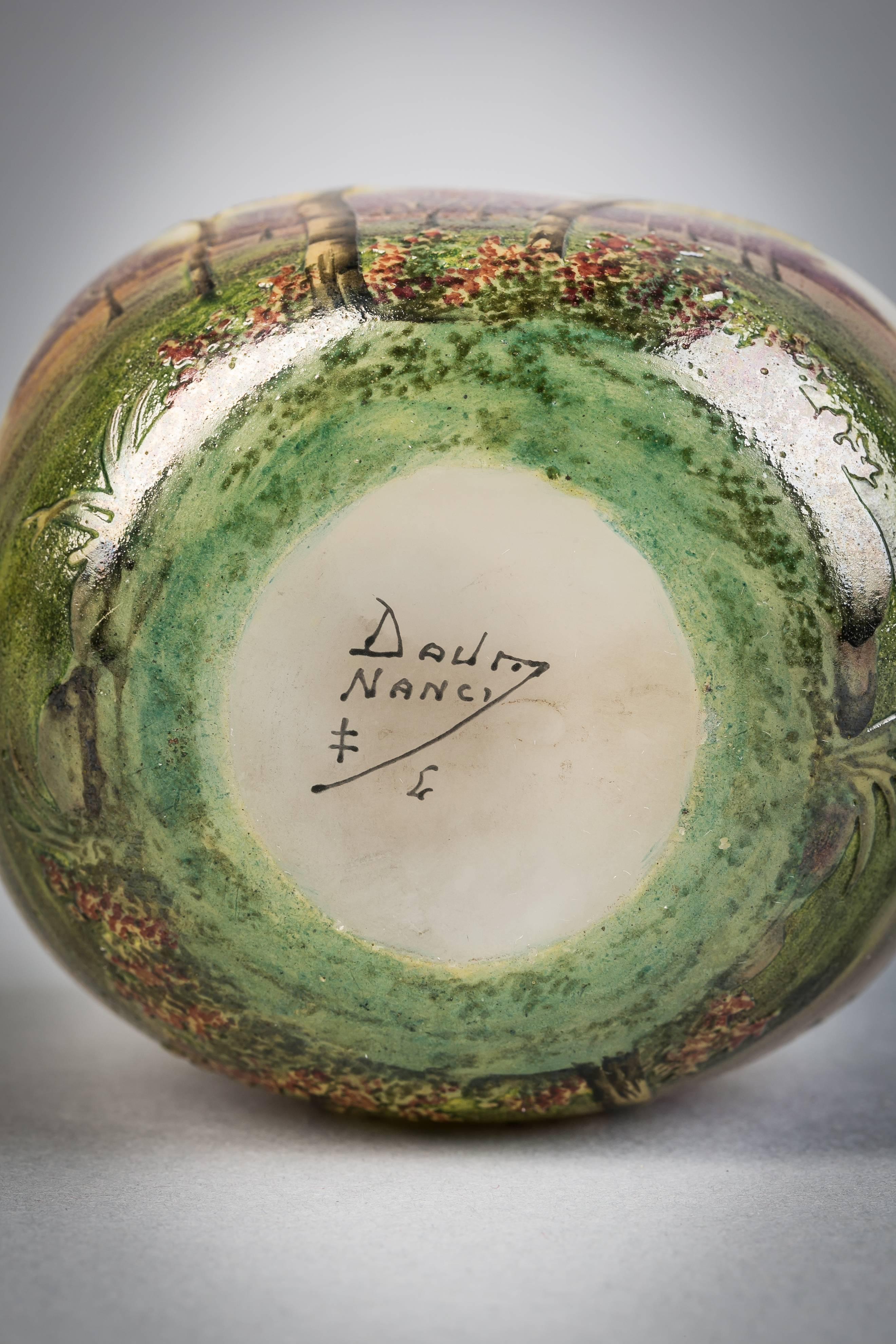 Francese Vaso Daum Nancy Landscape, 1910 circa in vendita