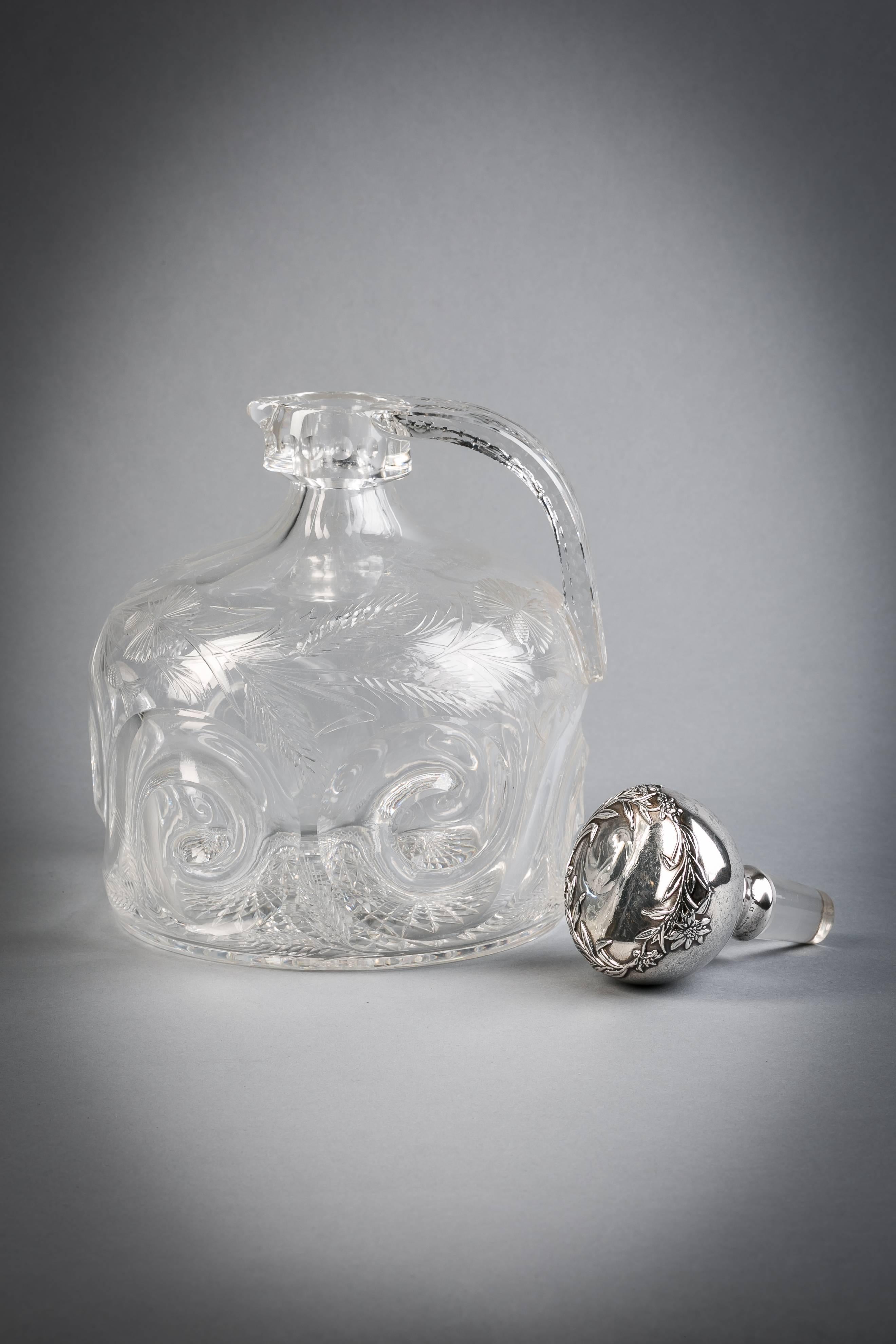 Gorham silver and crystal decanter, circa 1910.

Gorham silver stopper.