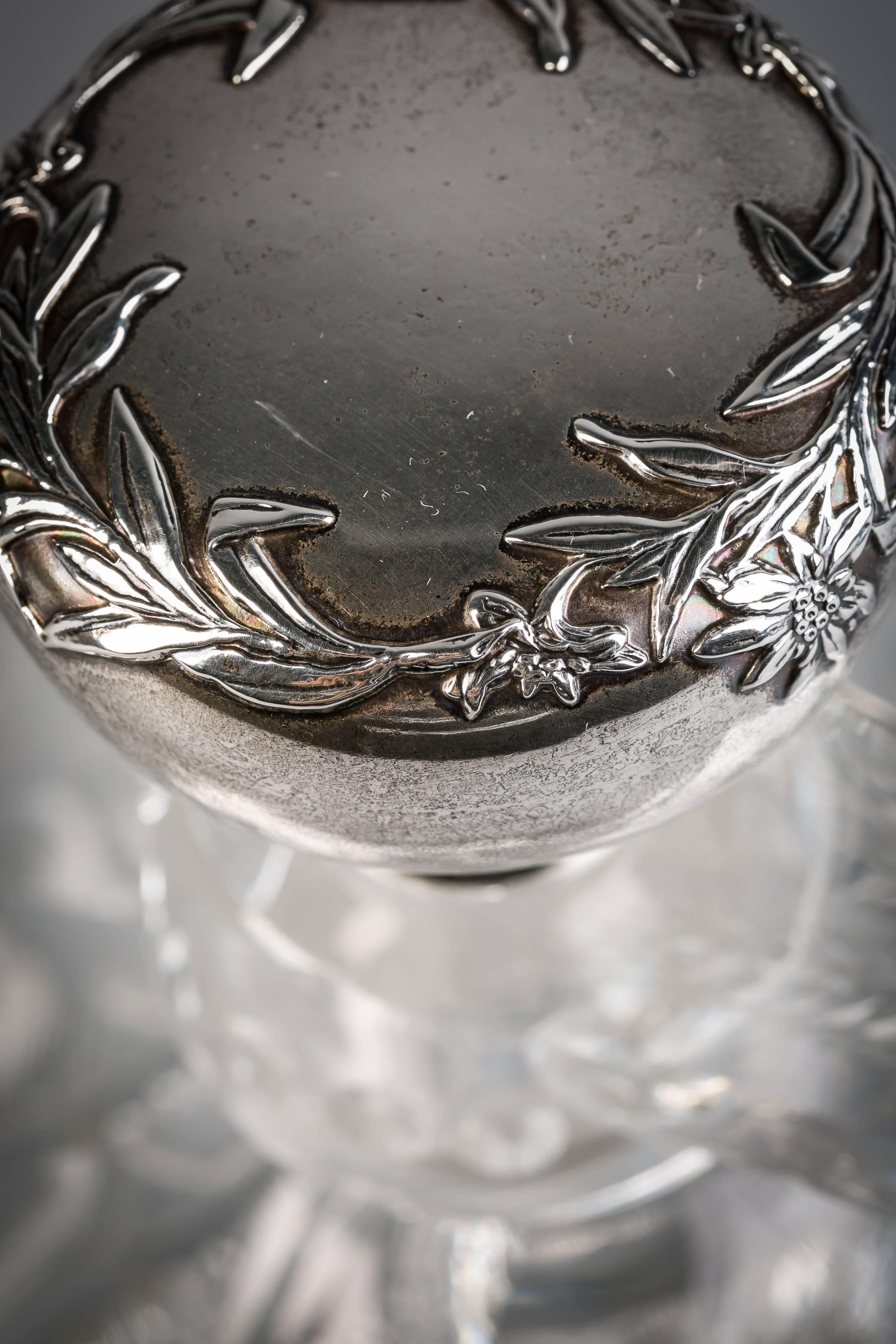 Carafe en argent et cristal Gorham, datant d'environ 1910 Bon état - En vente à New York, NY