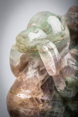 Pair of Chinese Amethyst and Green Quartz Ducks on Stands, 19th Century