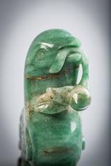 Pair of Chinese Hardstone Birds on Wood Stands, circa 1880