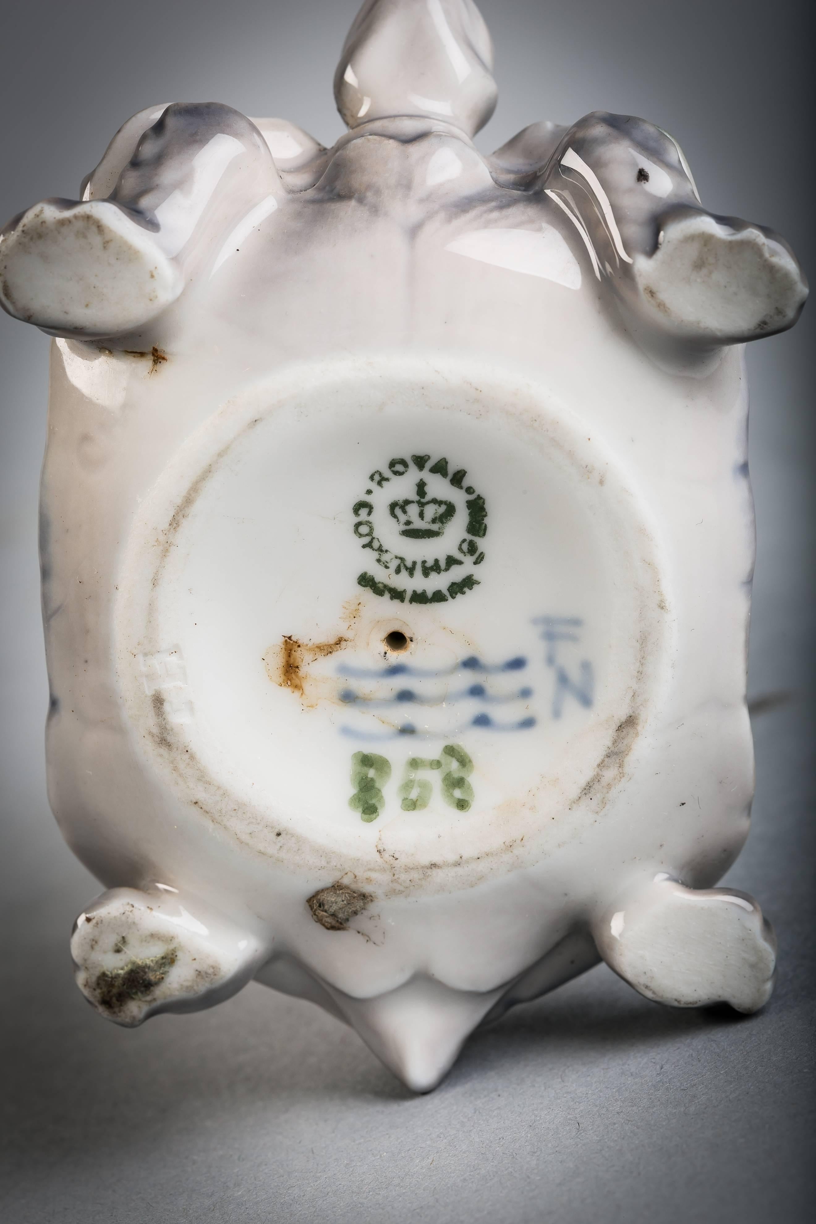 20th Century Royal Copenhagen Porcelain Faun on Tortoise