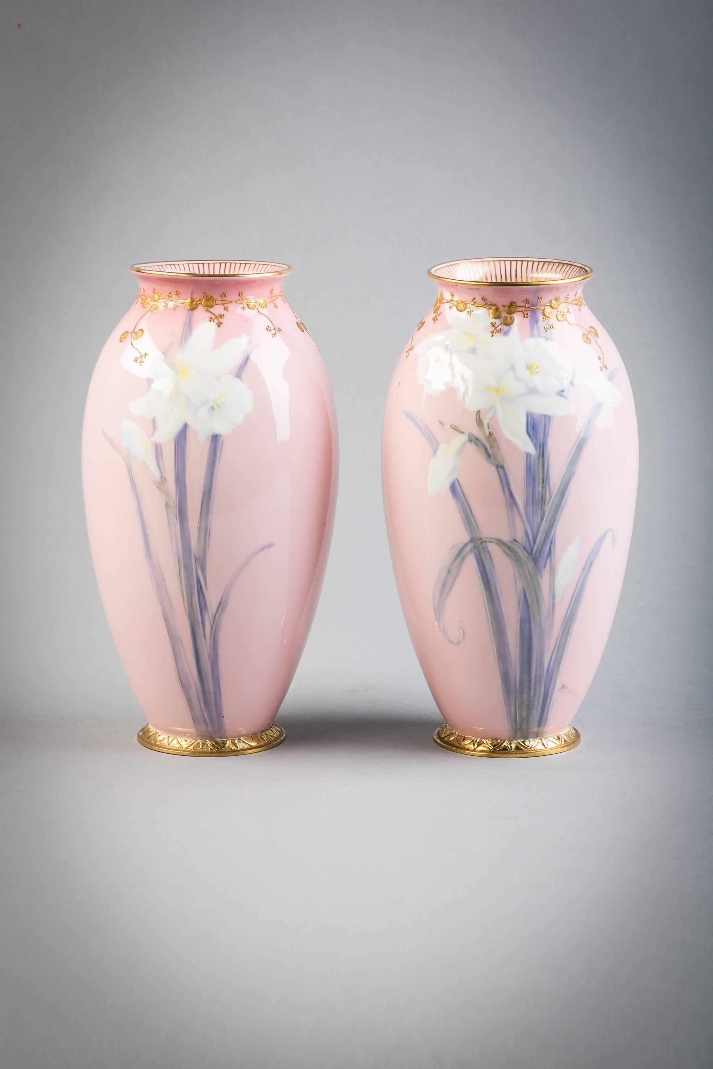 Pair of English Porcelain Gilt Bronze Mounted Pate-Sur-Pate Vases, circa 1900 For Sale 3