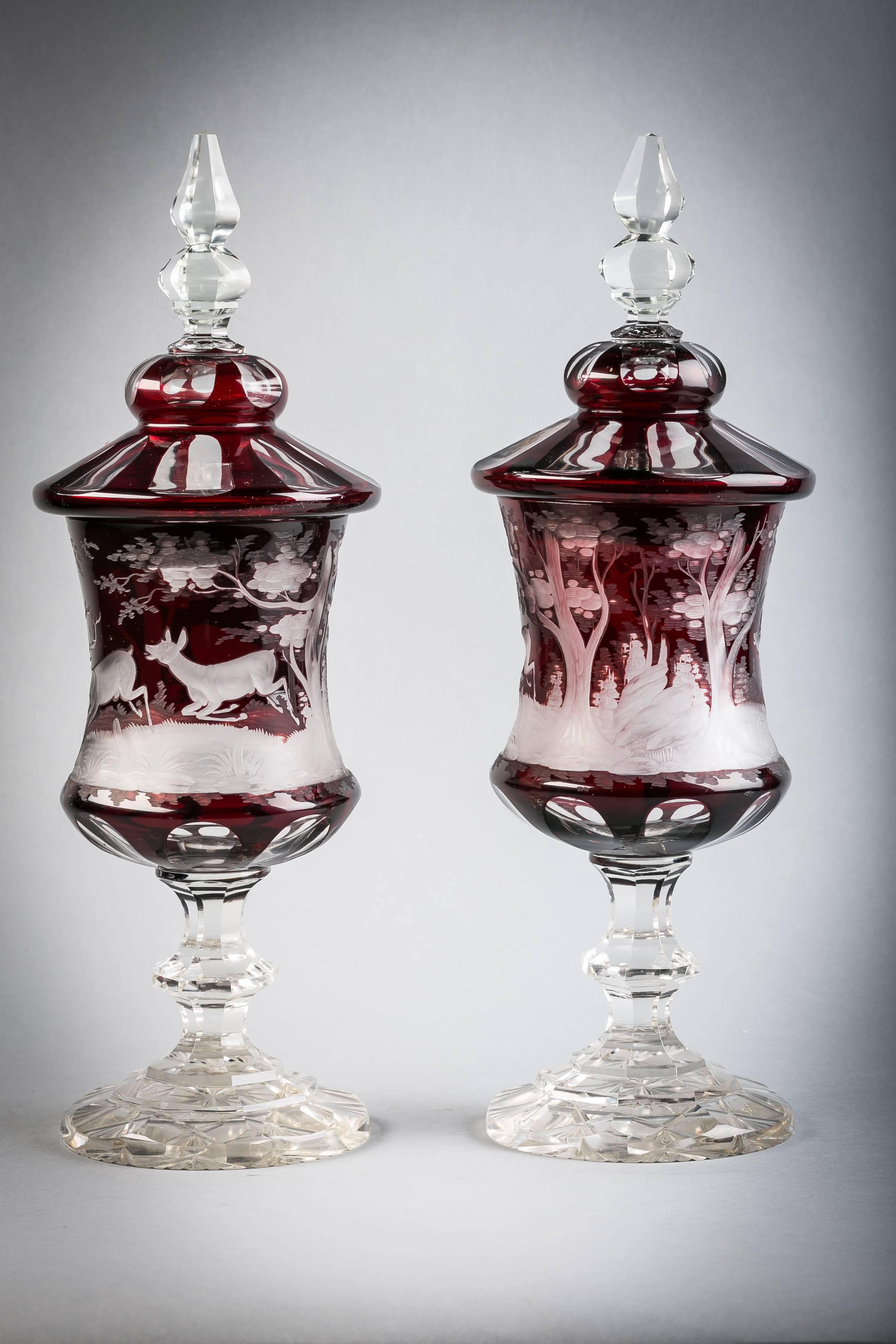 Pair of Bohemian Covered Pokals, circa 1890 For Sale 1