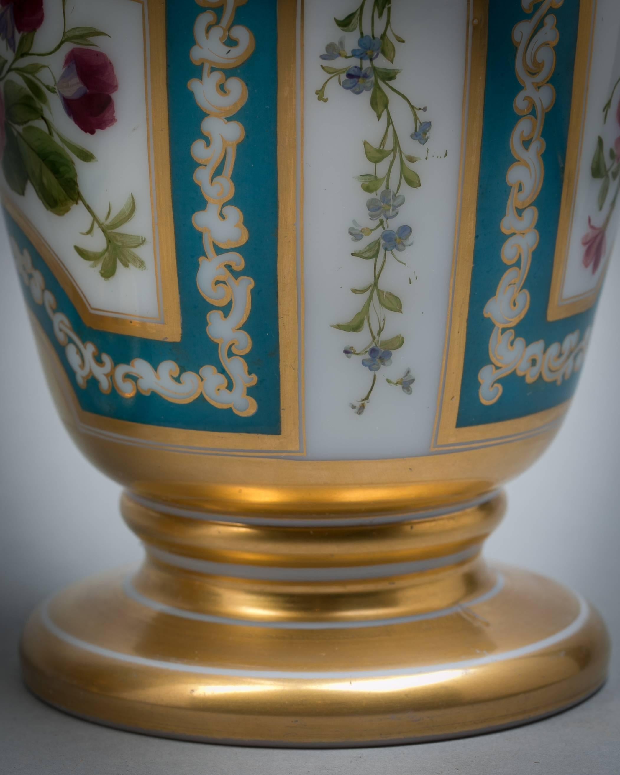 Pair of French opaline vases, Baccarat, circa 1840.