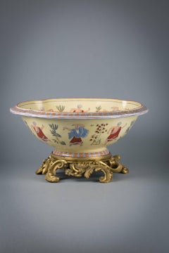 Large Bronze Mounted English Porcelain Lobed Bowl, Copeland Garrett, circa 1835
