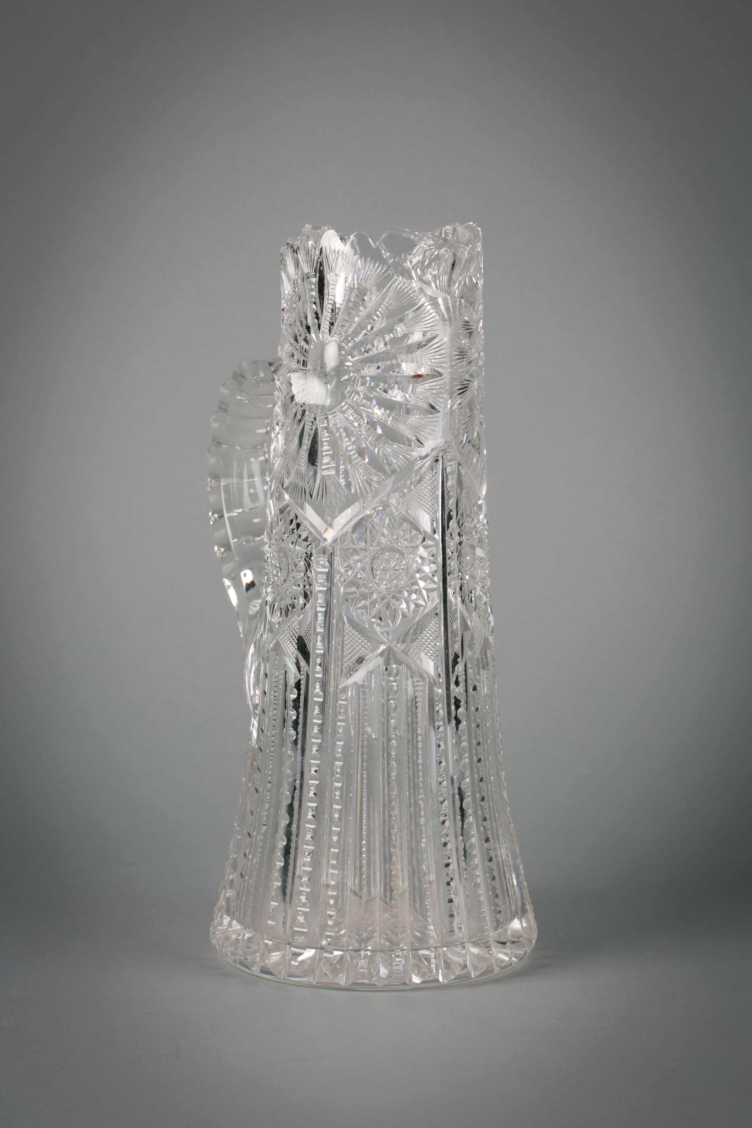 American Brilliant cut-glass pitcher, circa 1900.