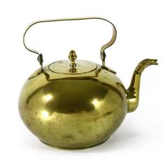 Unusual Dutch Brass Kettle with Serpent Spout, circa 1800