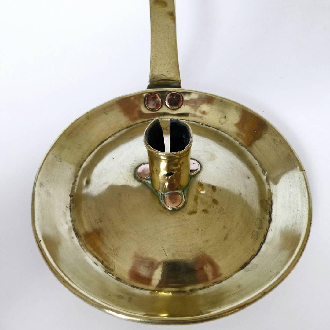 Mid-18th Century Dutch Brass Fry Pan Chamberstick, circa 1750