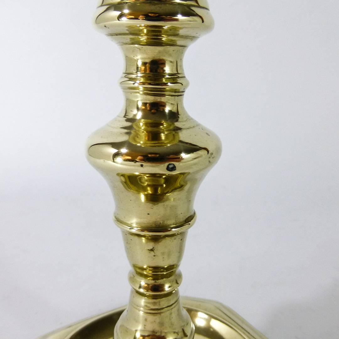 Late 17th Century, Dutch Single Brass Candlestick, circa 1700 In Good Condition For Sale In Ambler, PA