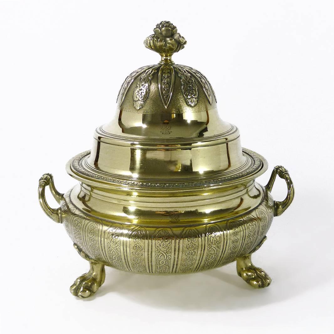 Important French Huguenot Cast Brass Silver Form Tureen, circa 1720 6