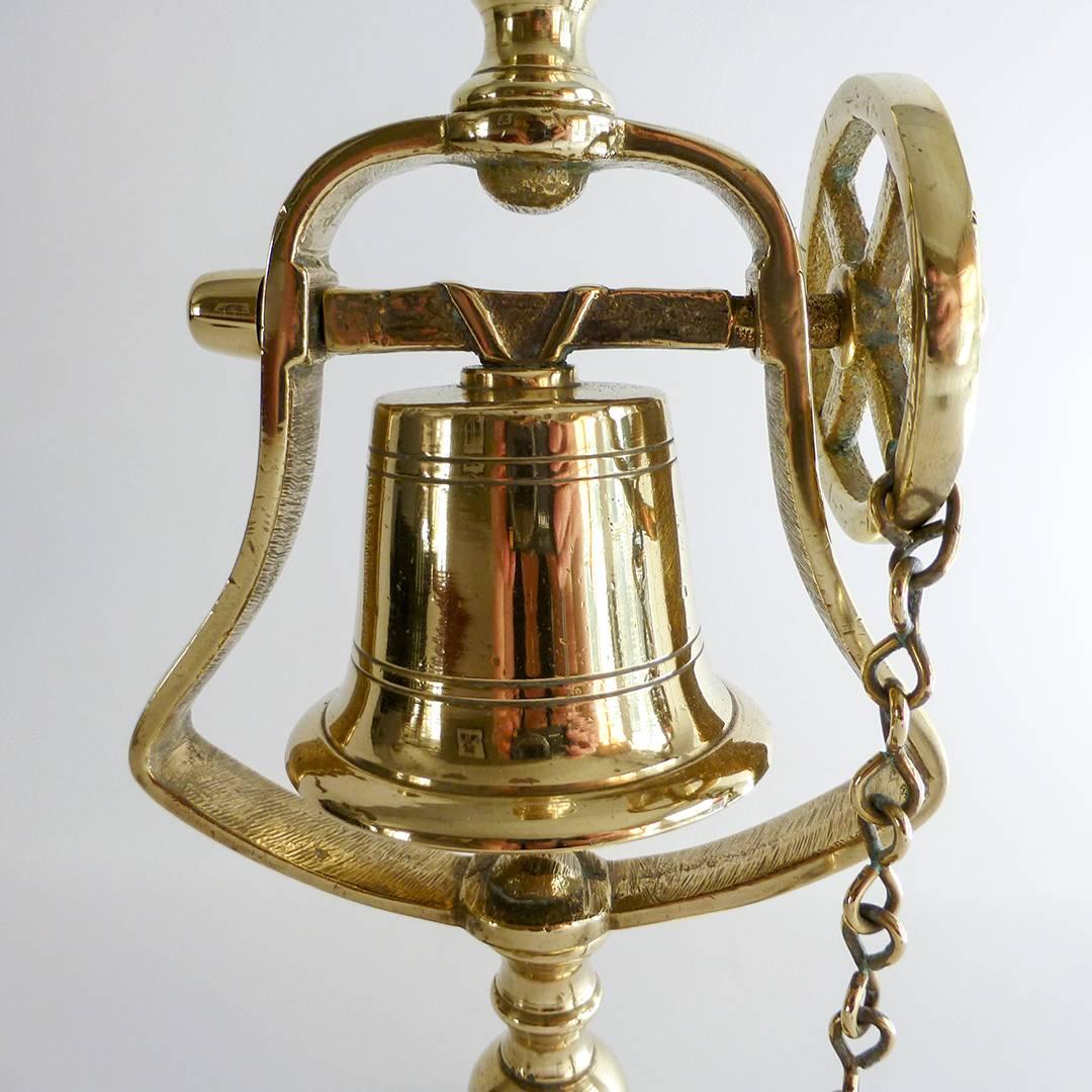 Late 19th Century English Brass Tavern Stick with Bell and Chain, circa 1890