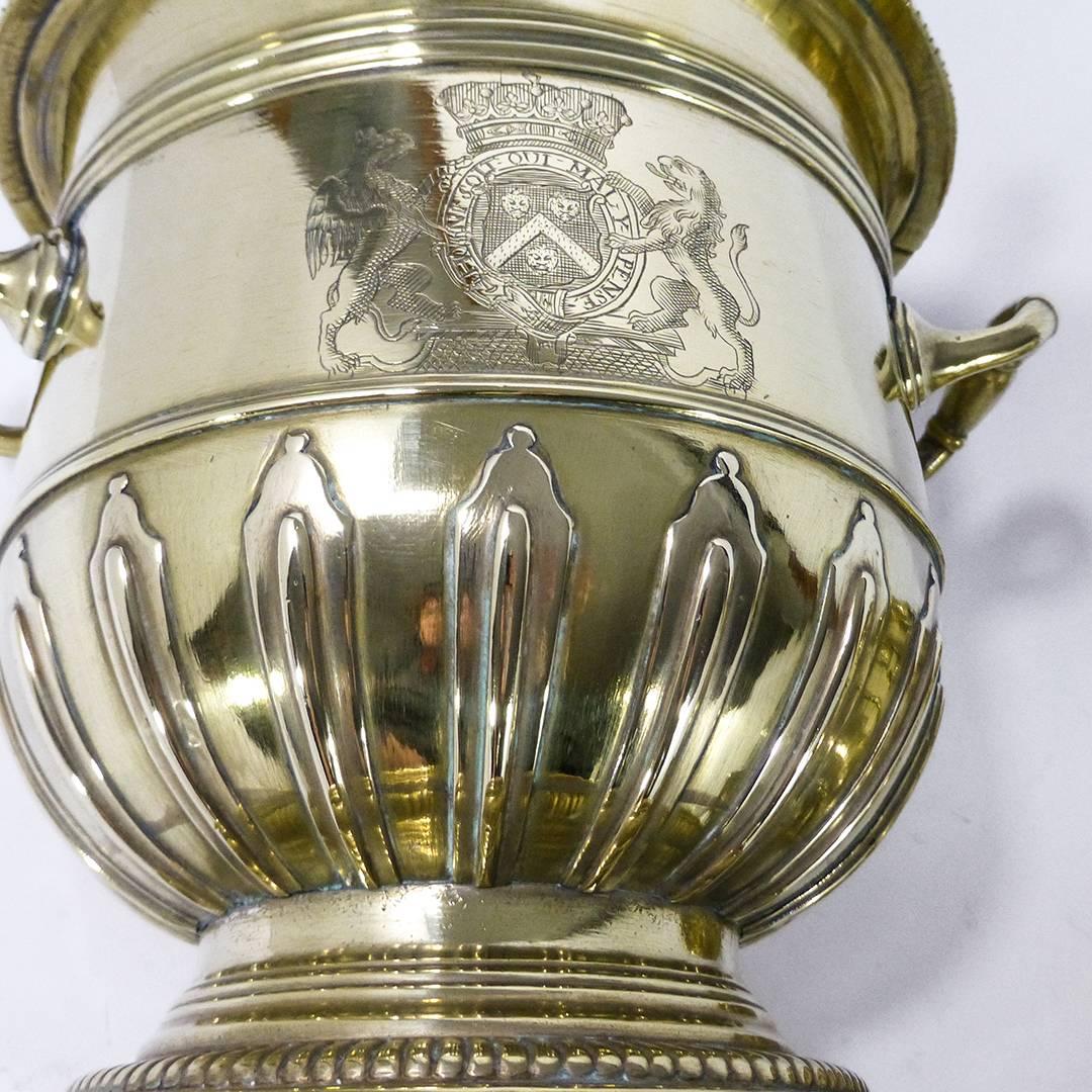 Pair of Brass Silver Form Huguenot Wine Buckets, circa 1710 For Sale 4