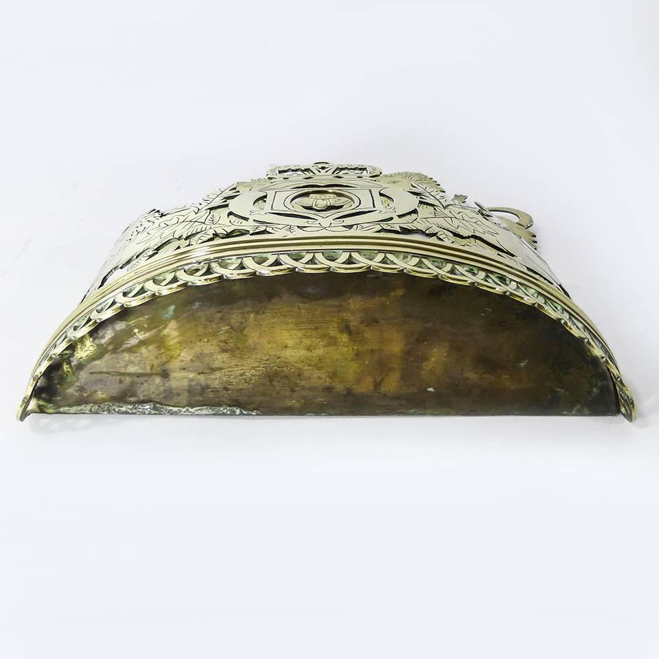 Late 19th Century Very Rare Pierced Brass Wall Pocket with Scottish Coat of Arms, circa 1880