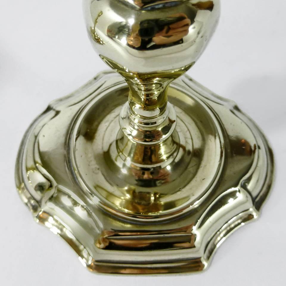 Pair of Danish Brass Candlesticks, circa 1700 In Good Condition In Ambler, PA