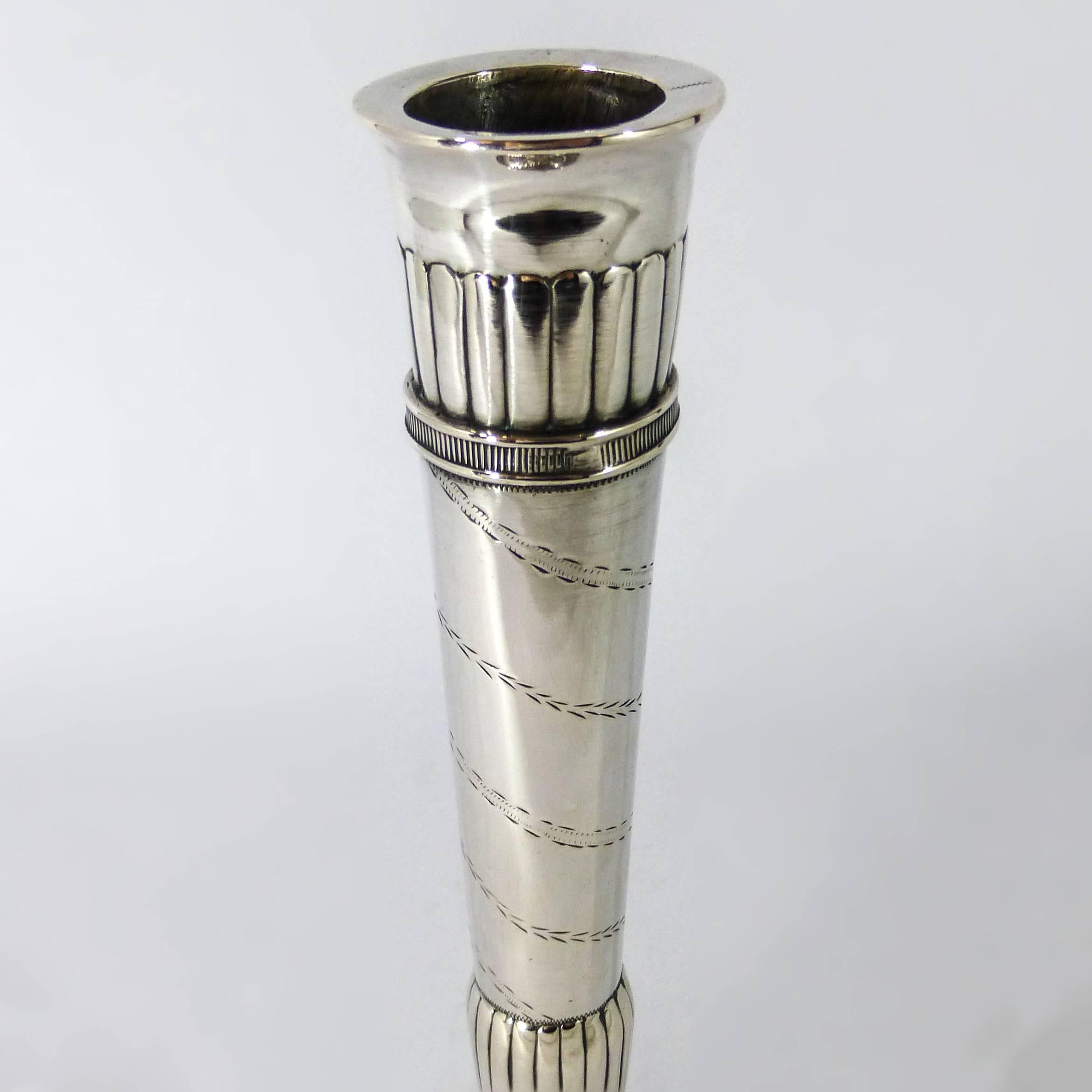 Late 18th Century German Silver Single Candlestick, Augsburg, 1772 For Sale