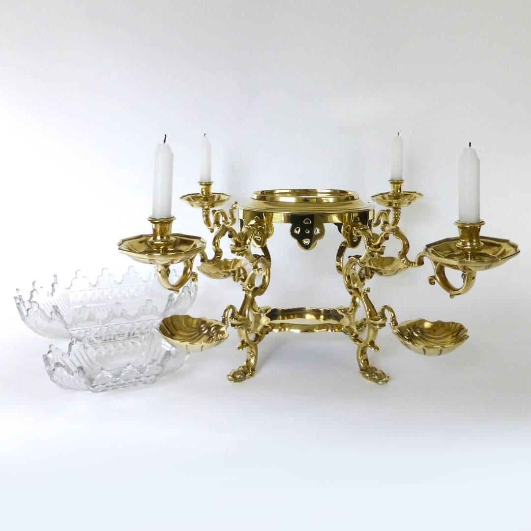 18th Century German ‘Nuremberg’ Silver Form Brass Epergne, circa 1730 In Good Condition For Sale In Ambler, PA