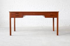 Rare and Early Jacob Kjær Solid Cuban Mahogany Desk Danish Vintage Modern