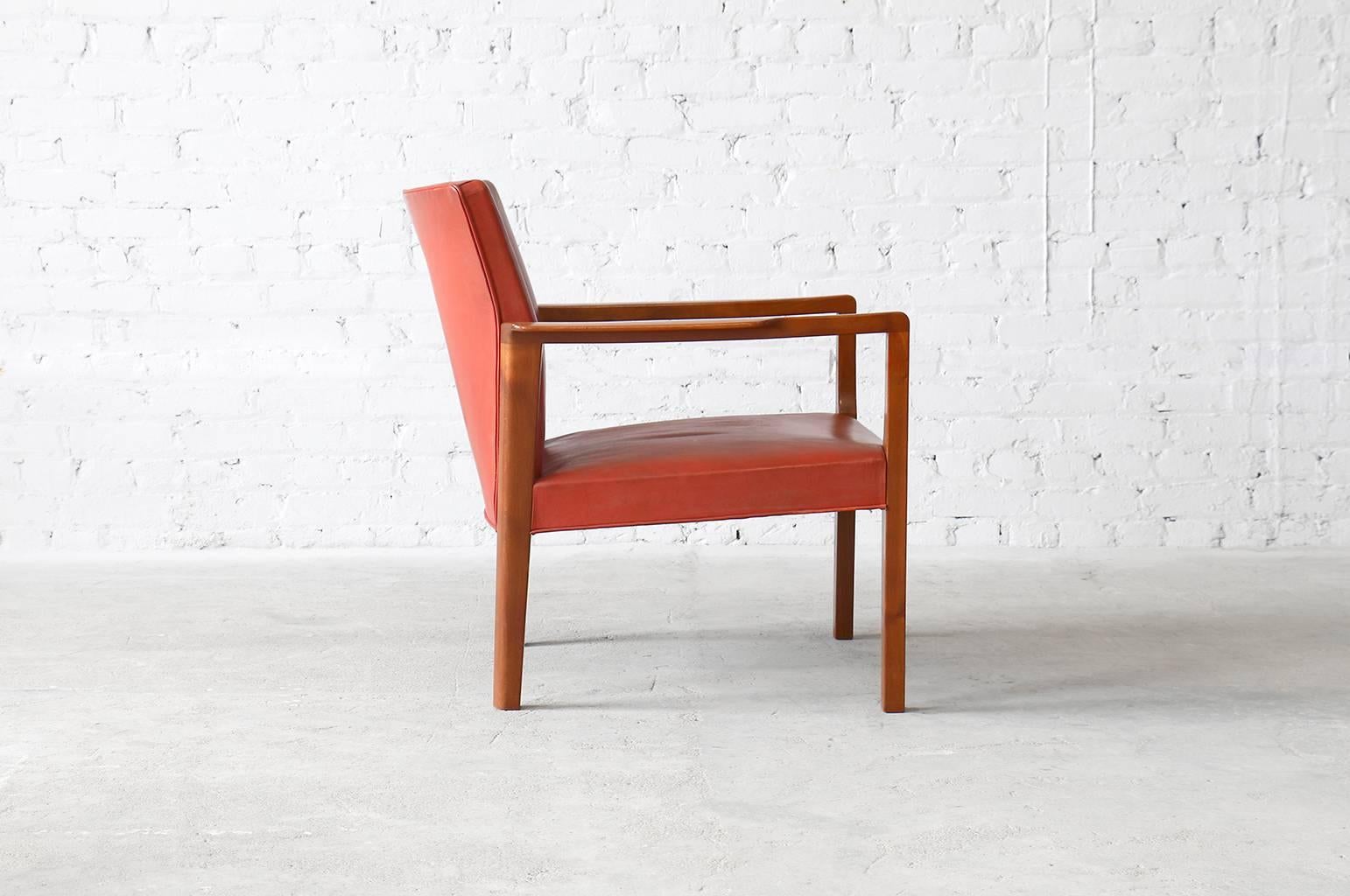 Scandinavian Modern Børge Christian Christoffersen Cuban Mahogany & Leather Easy Chair Danish Modern For Sale