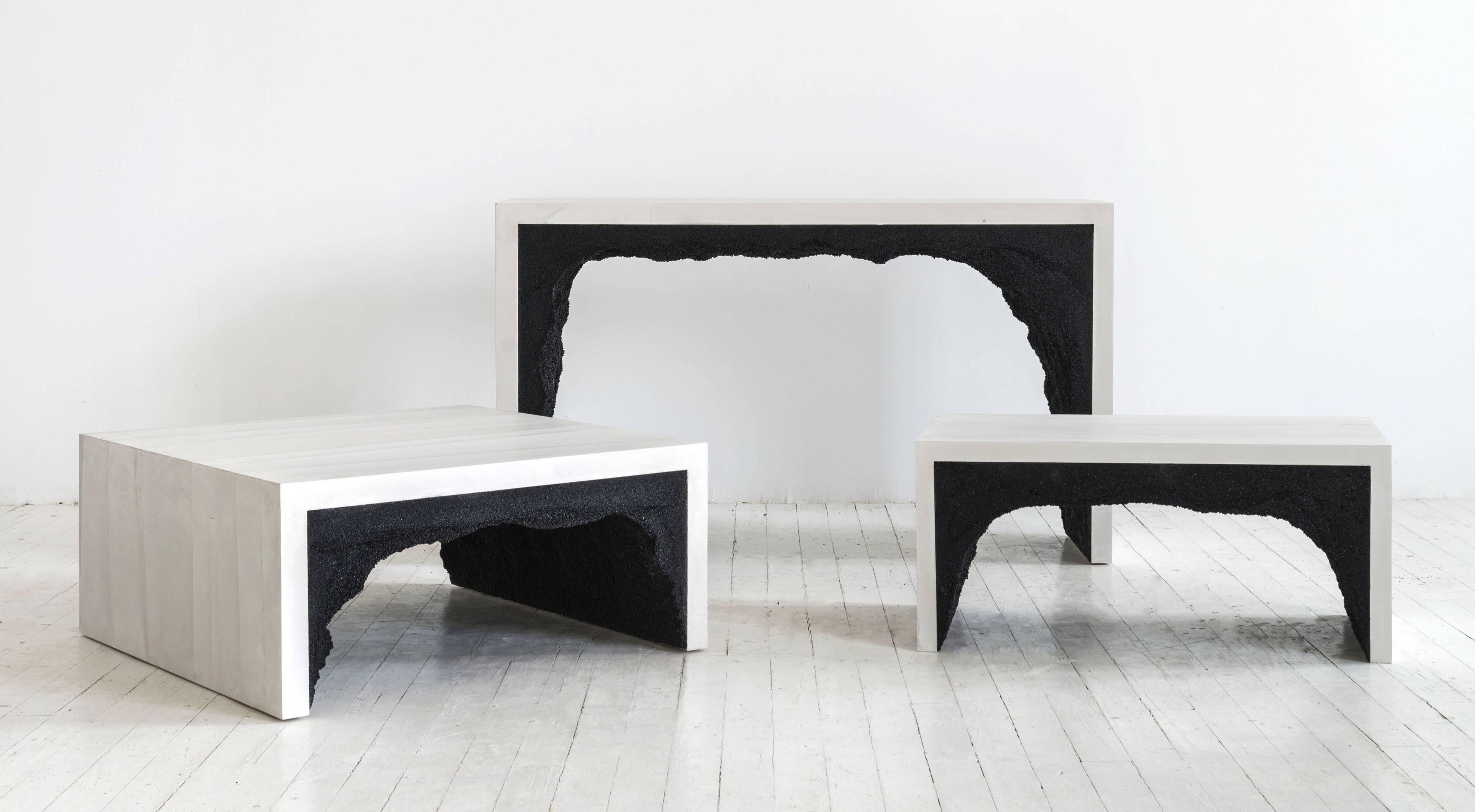 White Cement and Black Silica Coffee Table In Excellent Condition For Sale In Brooklyn, NY