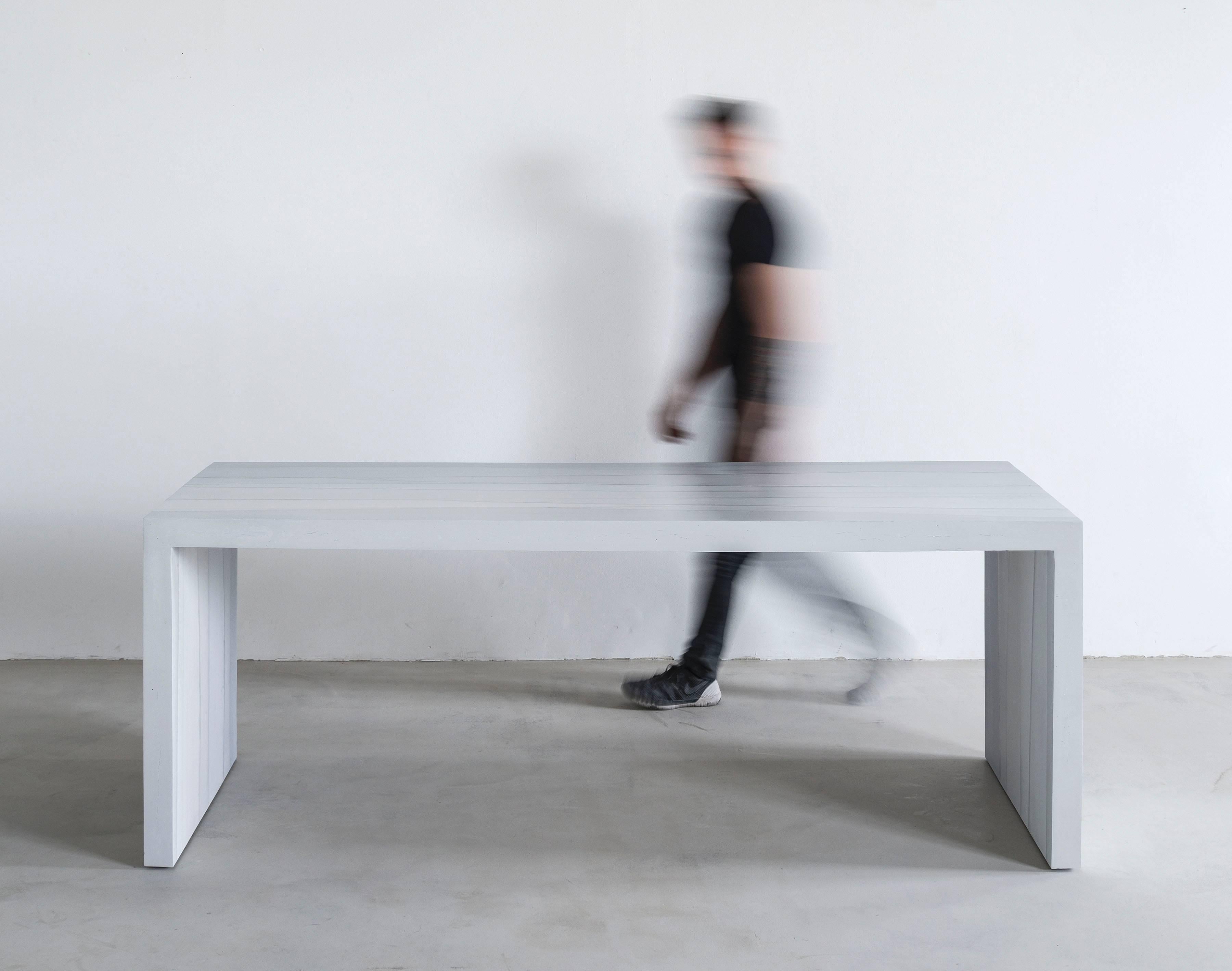 This made-to-order desk consists of hand-dyed cement, poured in layers to create an ombre watercolor effect. 8-10 weeks lead time. Custom options available, please inquire with the studio.