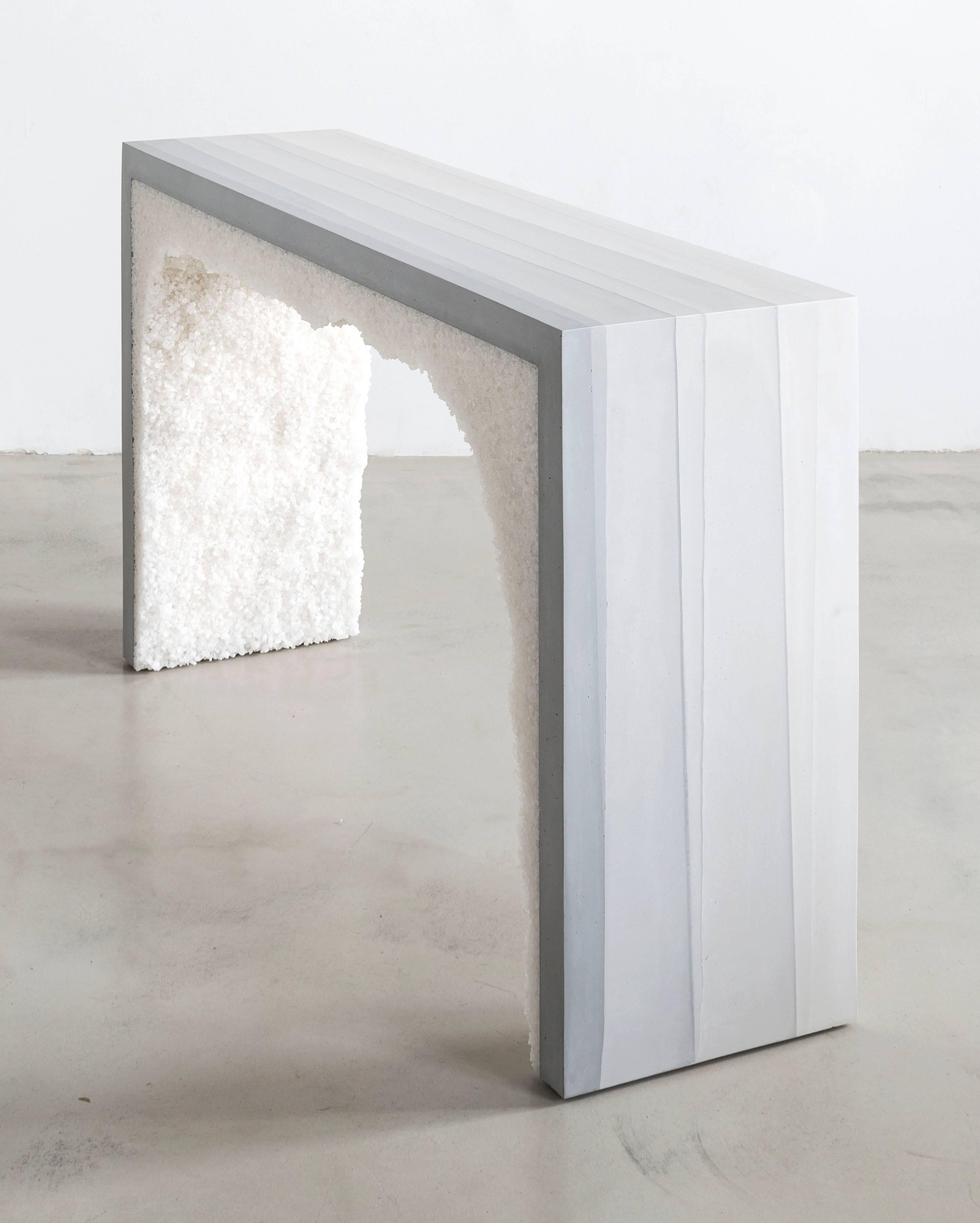 Ombre Cement and Rock Salt Console by Fernando Mastrangelo In Excellent Condition For Sale In Brooklyn, NY