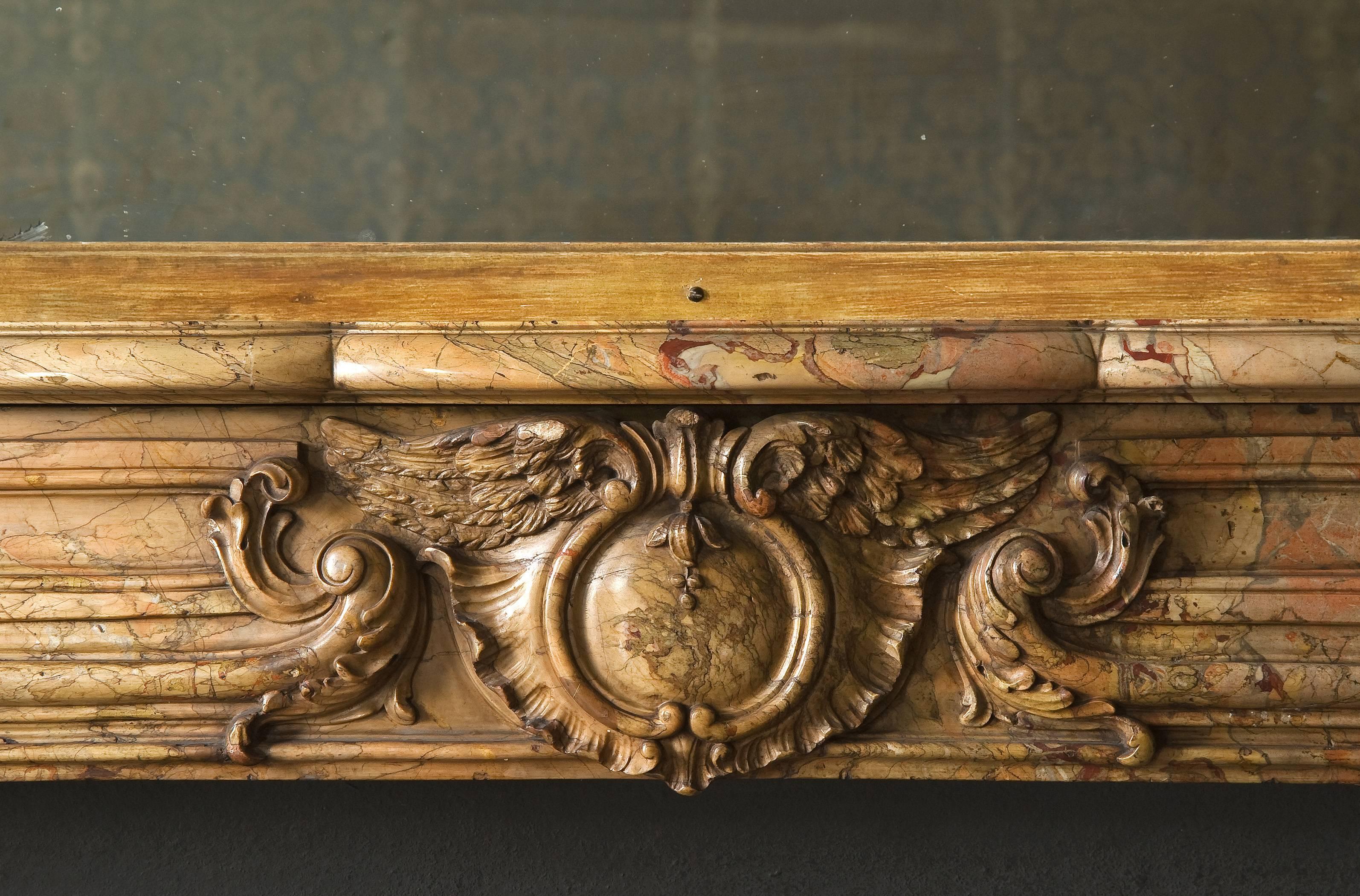 French Beautiful Fireplace in Saracolin, Louis XV Period, 18th Century For Sale