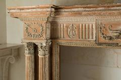 English Fireplace in Wood and Pitch Pin, Late 18th-Early 19th Century