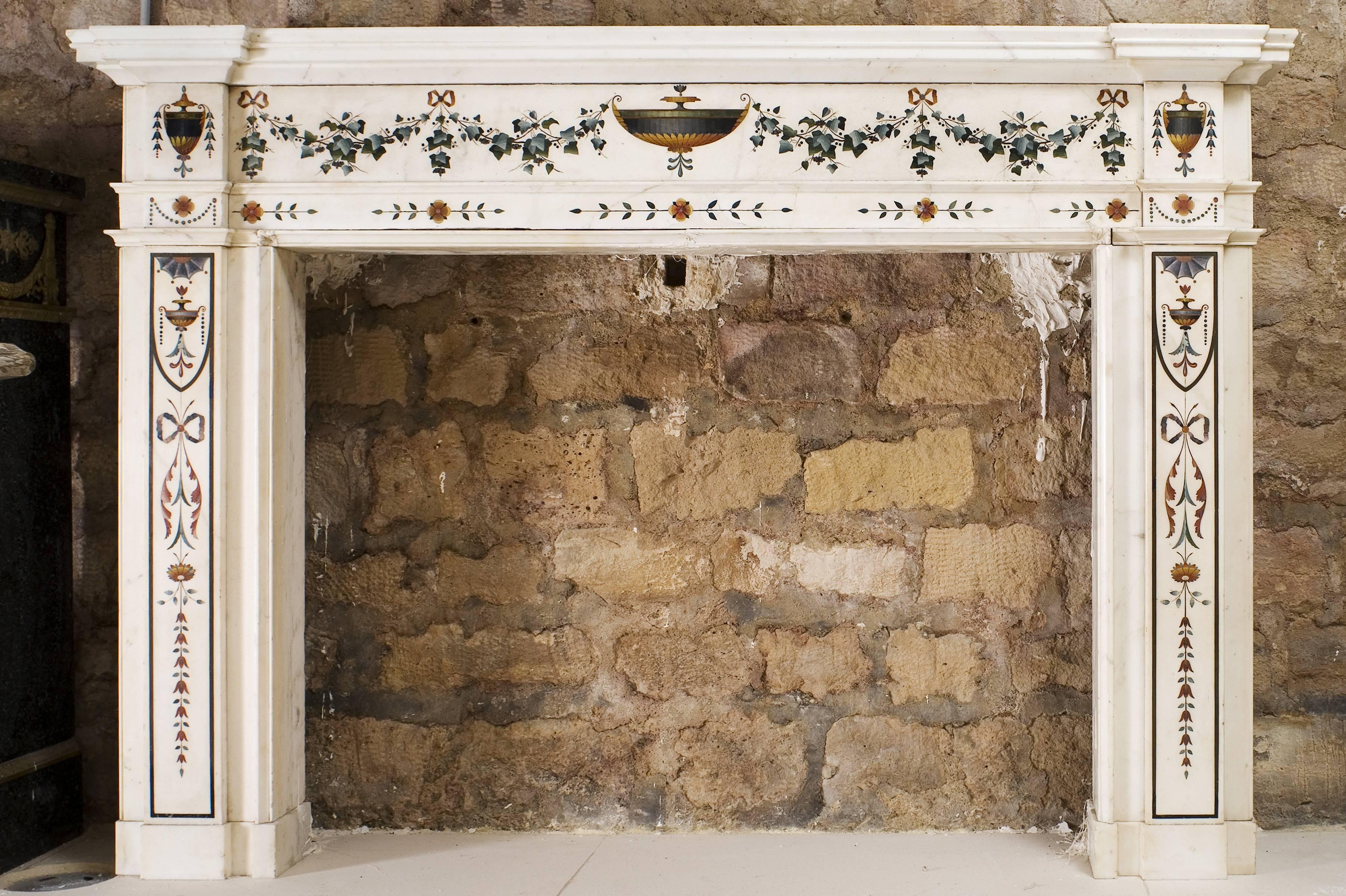 bossi style marble fireplace mantel