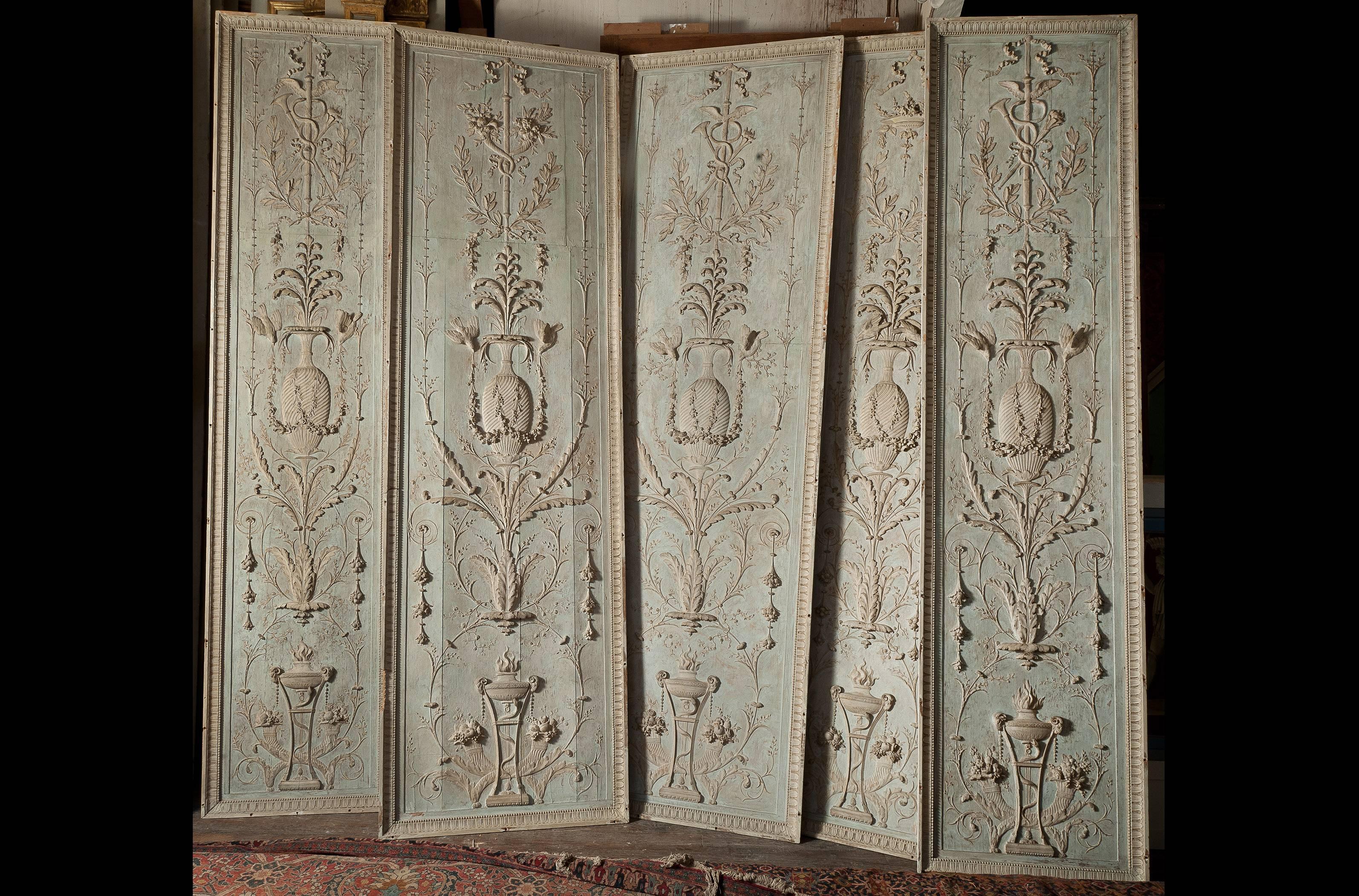 18th Century and Earlier Beautiful Wood Panelling Decoration in Oak, Louis XVI Style, 18th Century For Sale