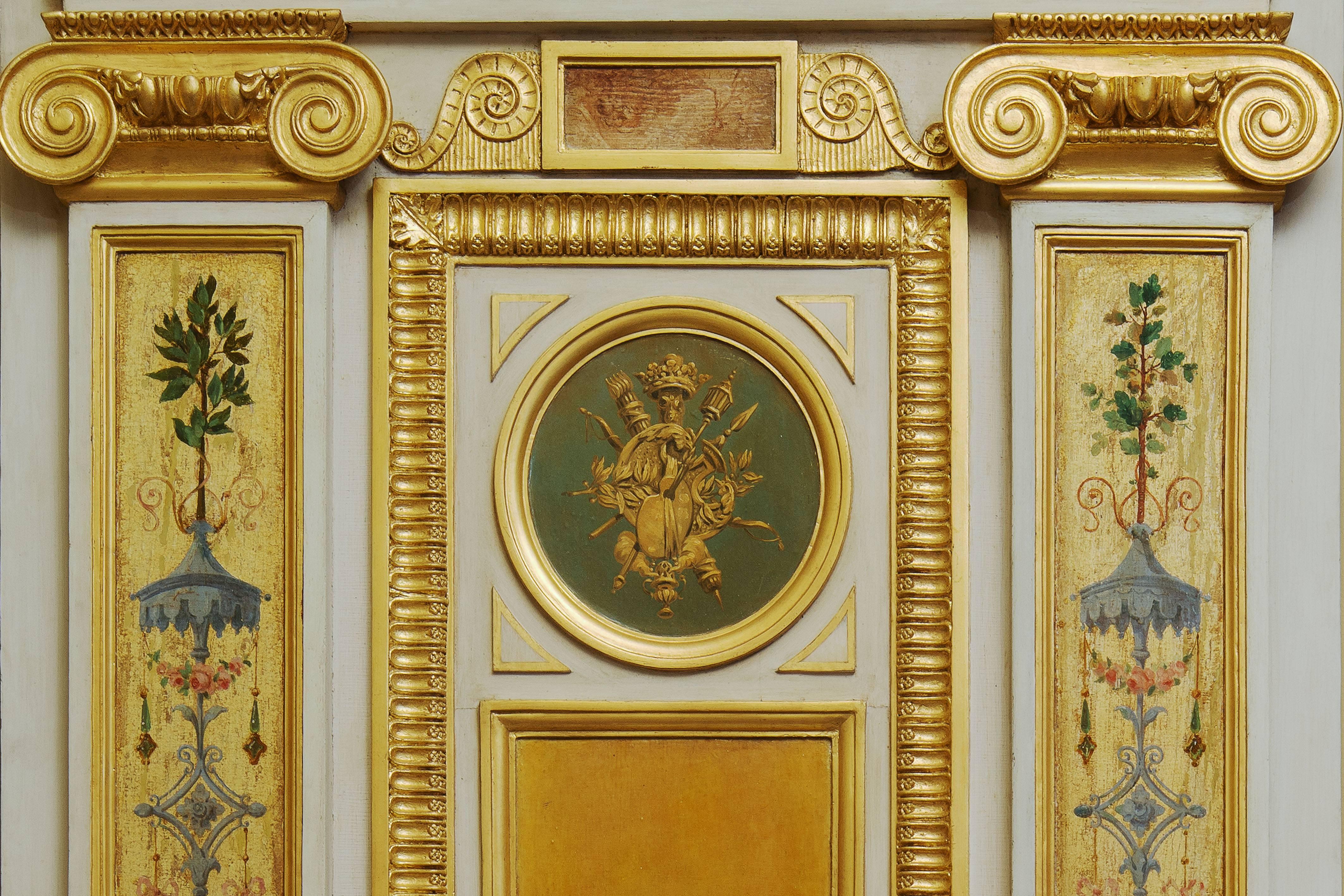 Other Beautiful Wood Paneling Decoration Painted and Gilded, 19th Century For Sale