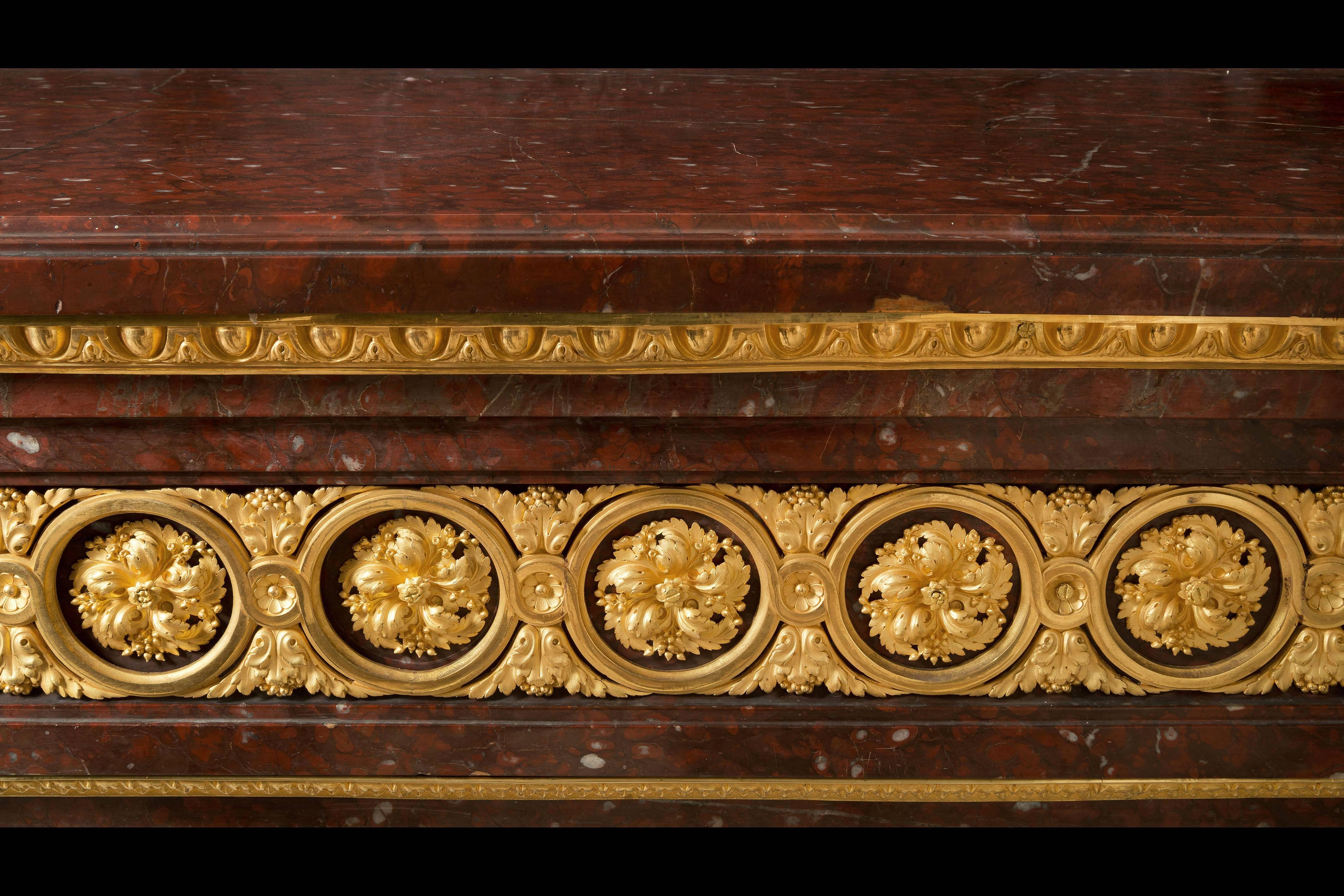 Fireplace in Red Marble Louis XVI Style, 19th Century For Sale 2