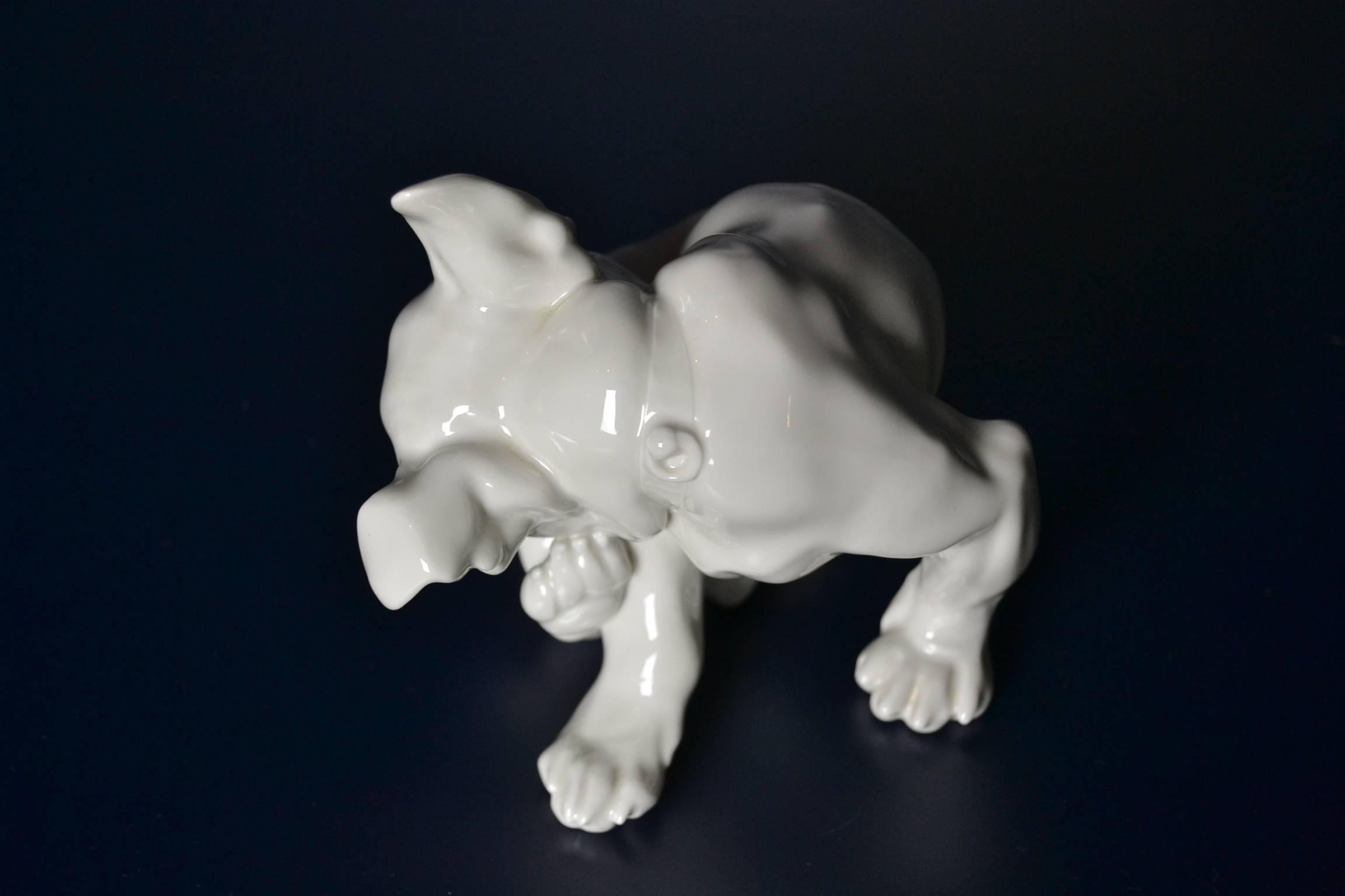 German Meissen Porcelain French Bulldog Dog, 1930s