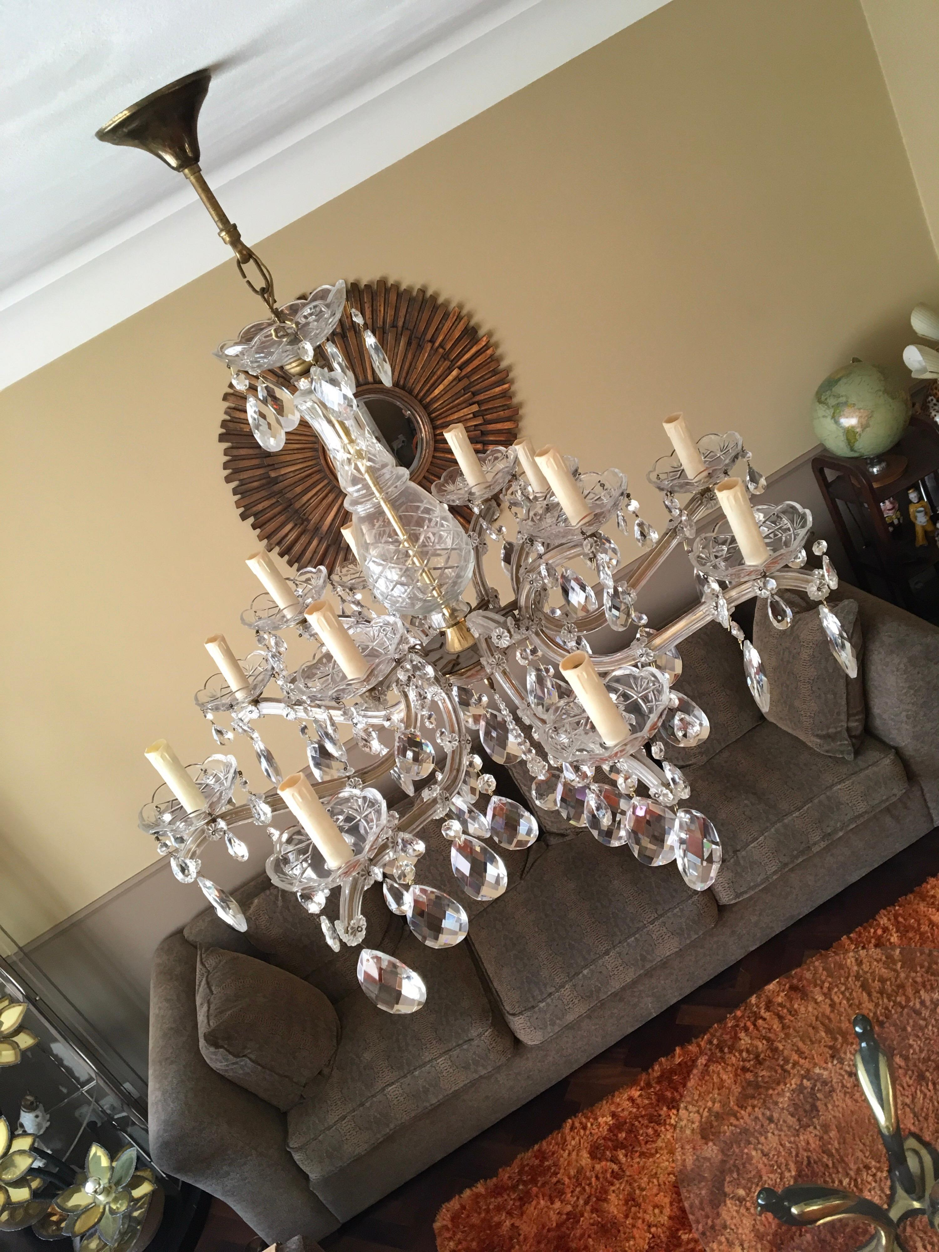 Baroque Crystal Chandelier Maria Theresa Style with 12 Lights , Mid-20th Century  For Sale