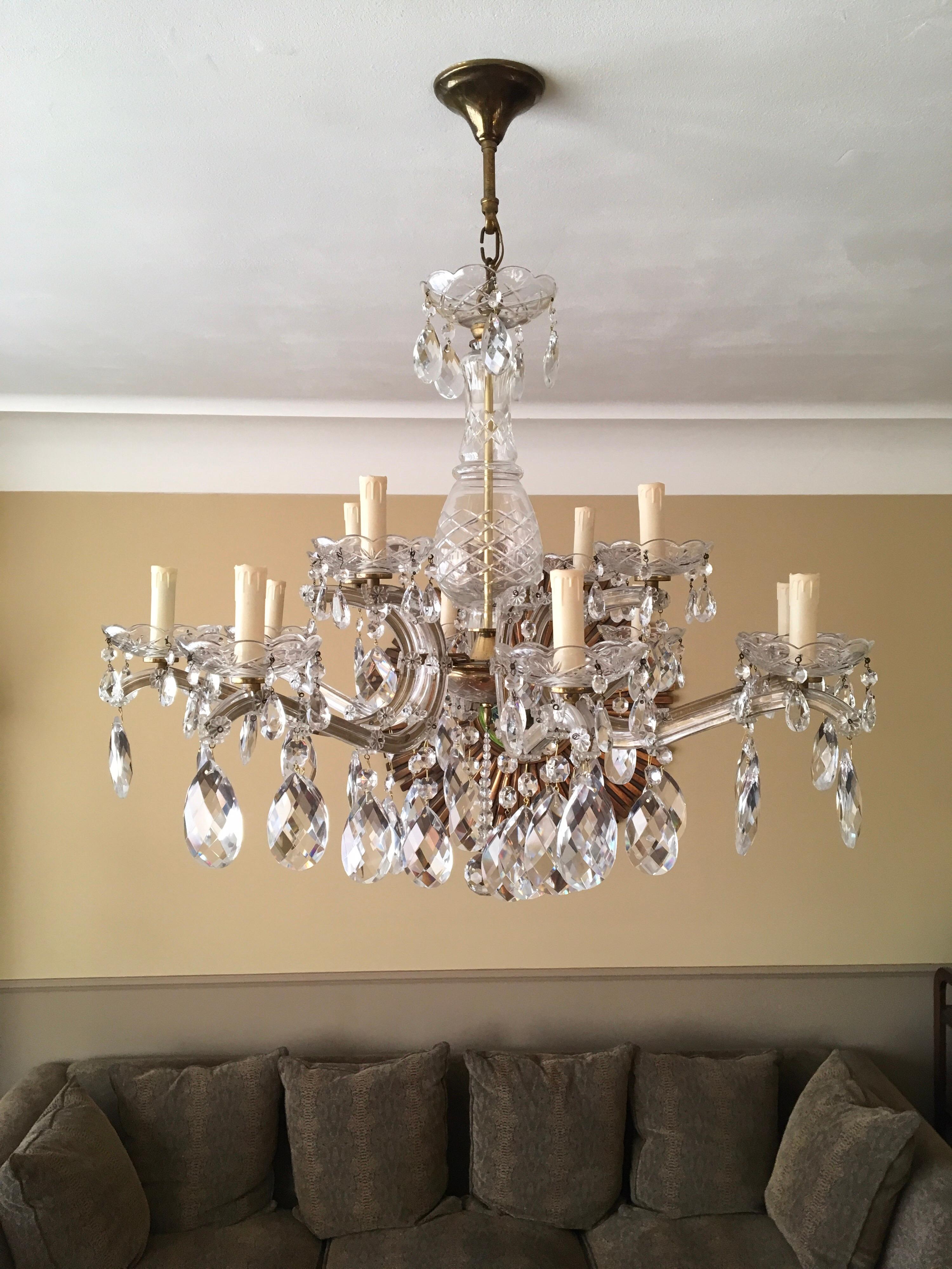 European Crystal Chandelier Maria Theresa Style with 12 Lights , Mid-20th Century  For Sale