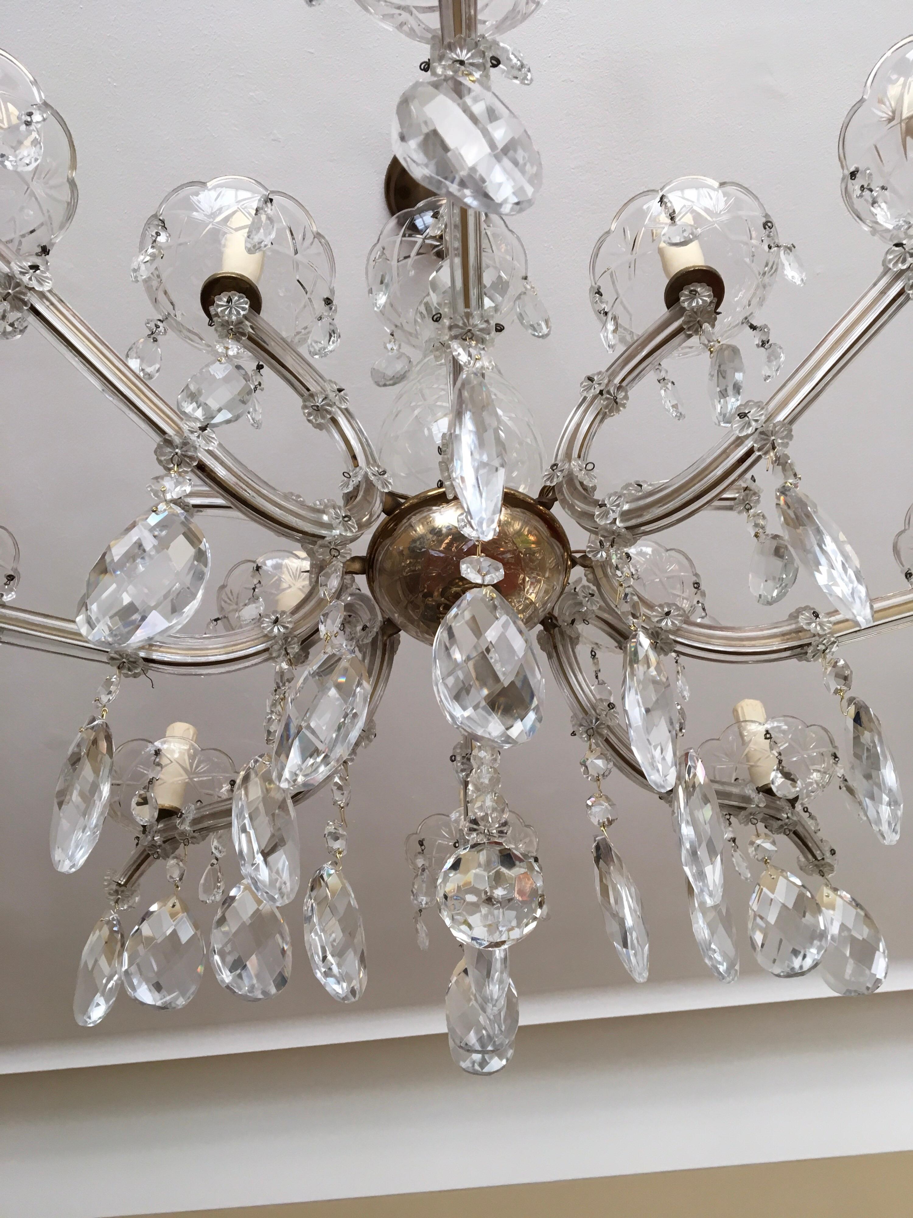 Crystal Chandelier Maria Theresa Style with 12 Lights , Mid-20th Century  In Good Condition For Sale In Antwerp, BE