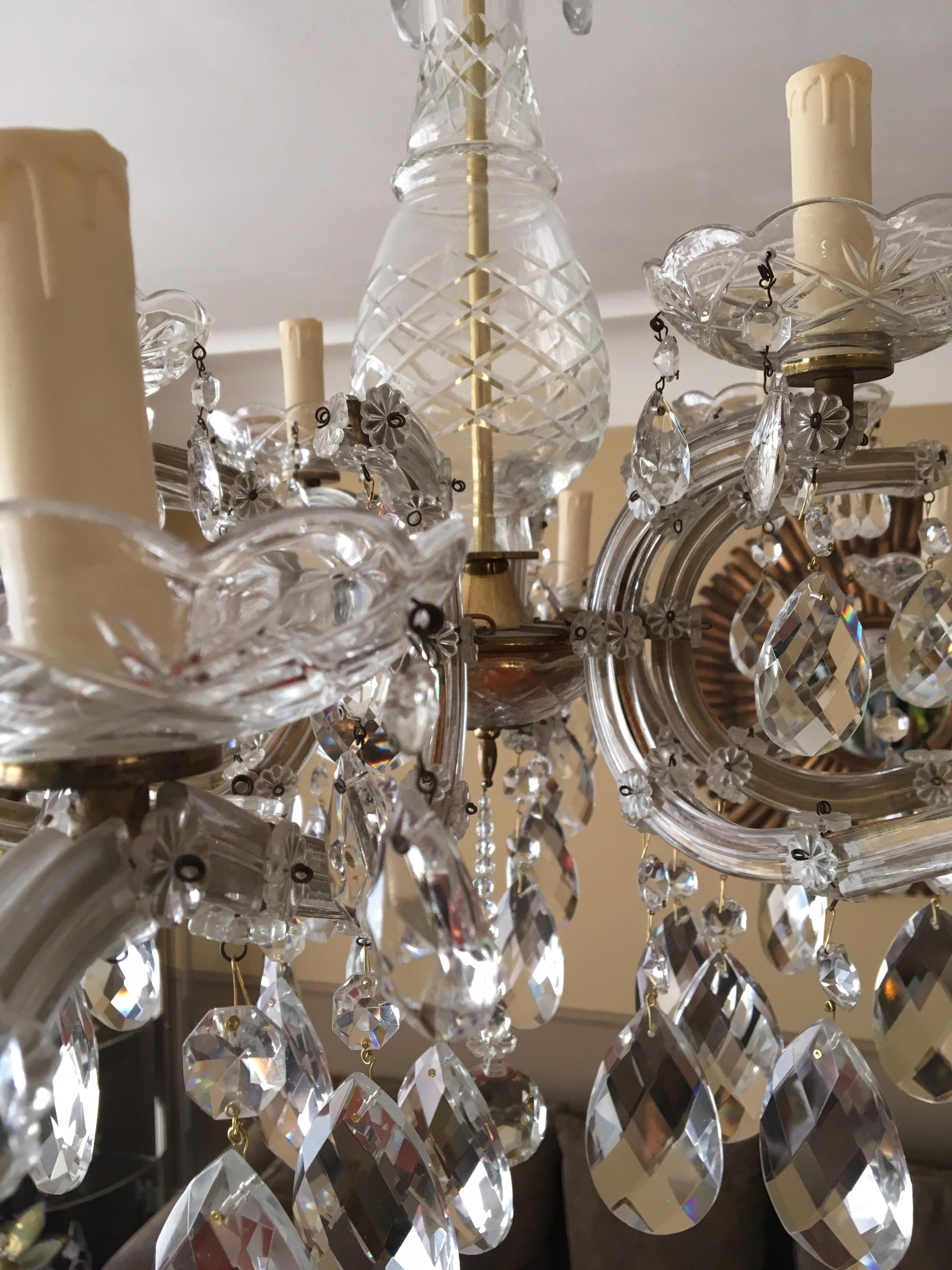 Crystal Chandelier Maria Theresa Style with 12 Lights , Mid-20th Century  For Sale 1