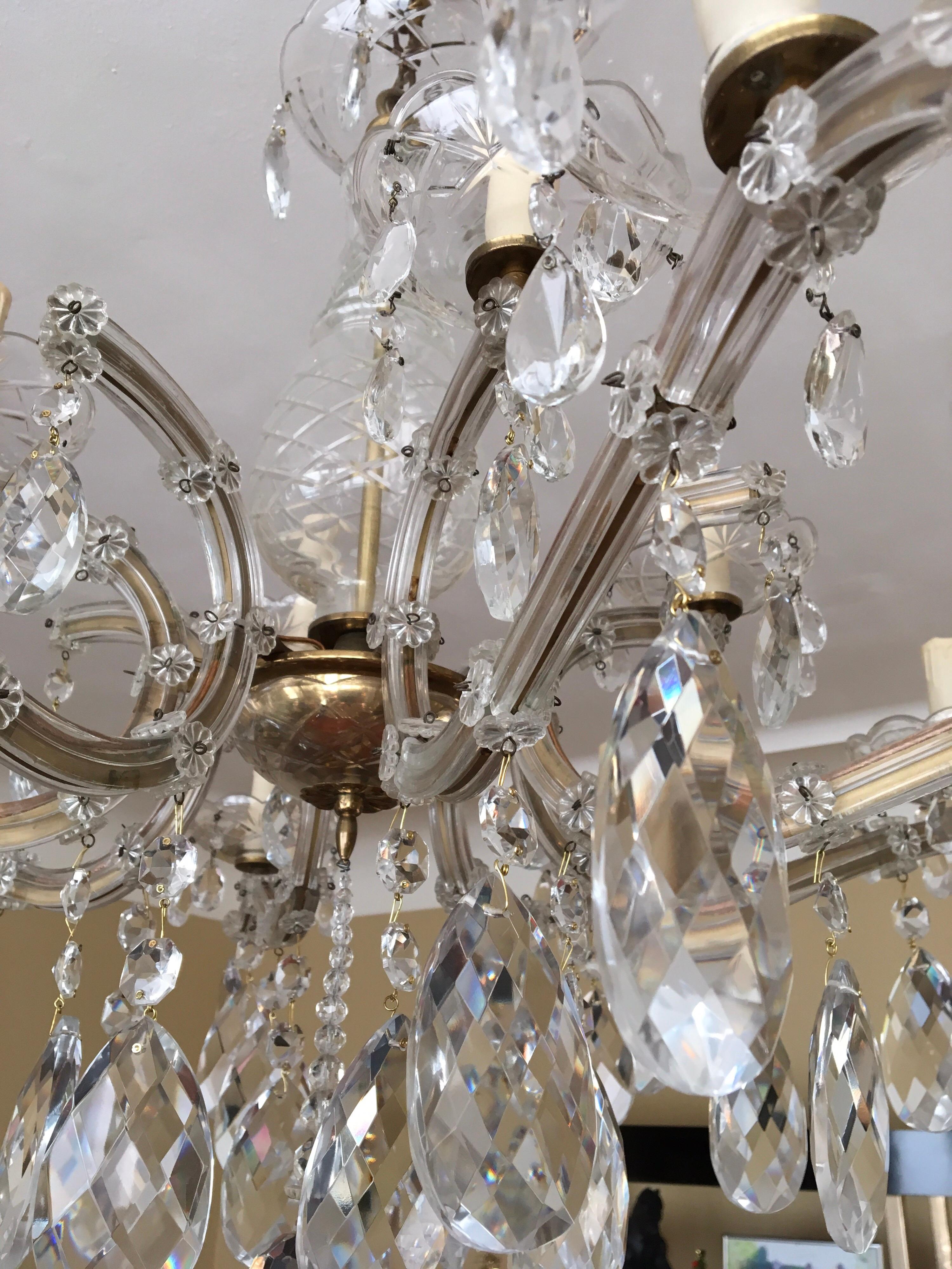 Crystal Chandelier Maria Theresa Style with 12 Lights , Mid-20th Century  For Sale 3