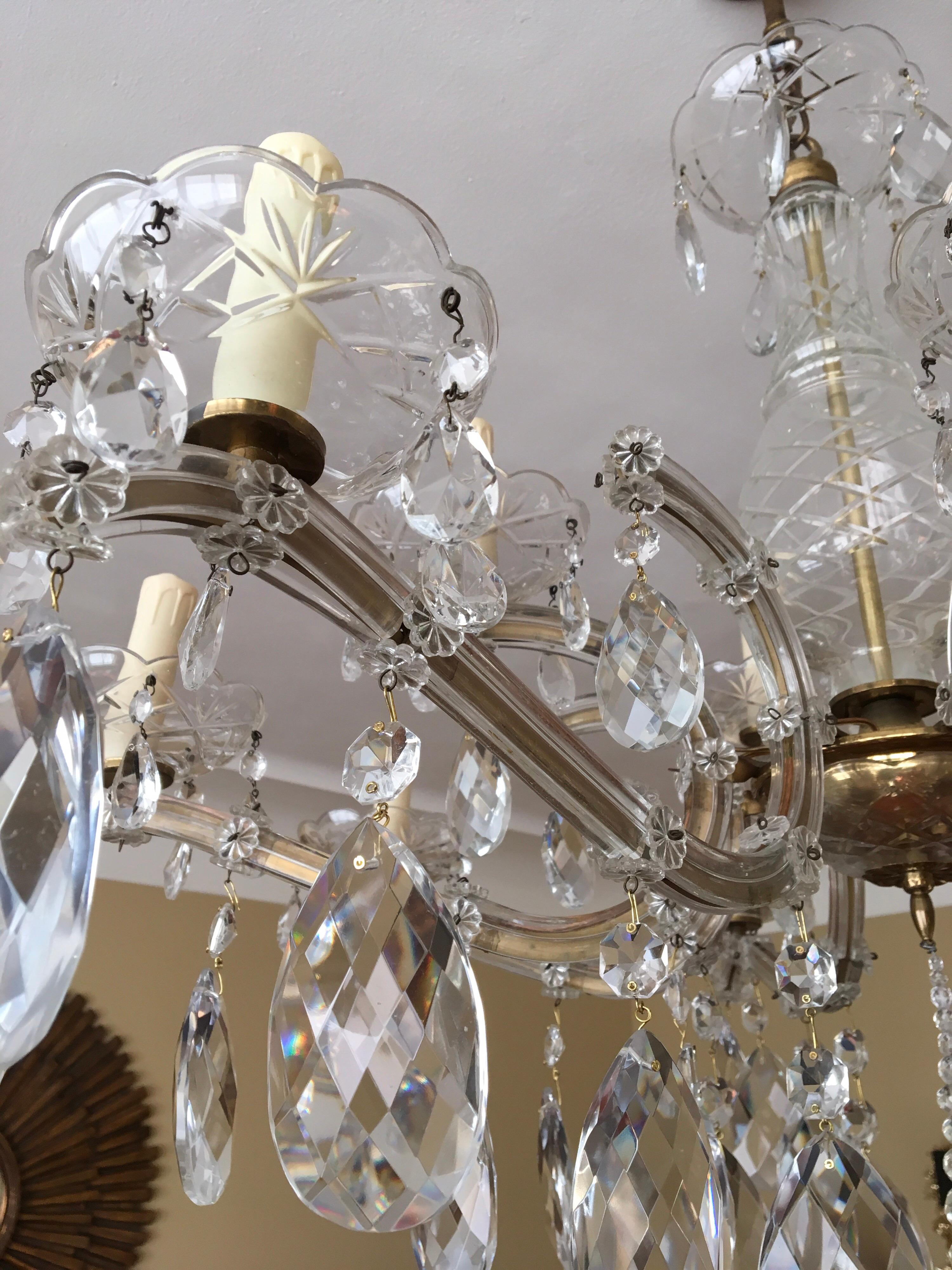 Crystal Chandelier Maria Theresa Style with 12 Lights , Mid-20th Century  For Sale 4